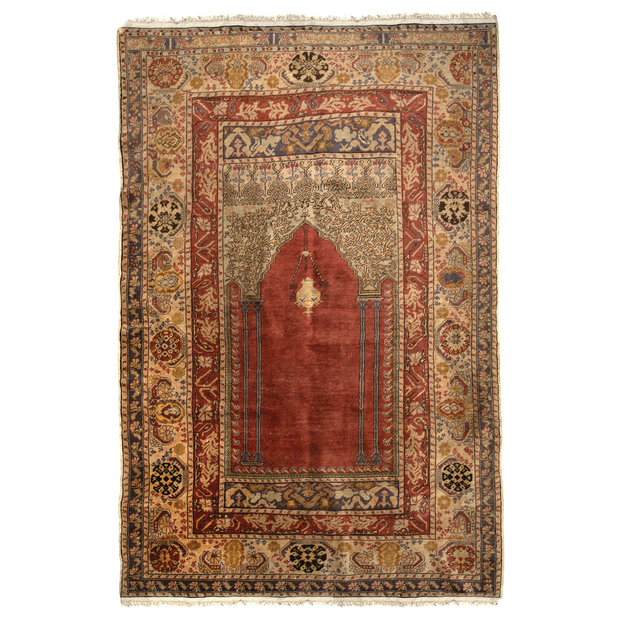 Ghiordes Prayer Carpet, wool on wool warp, Turkey, cca. 1850-1880, from the collection of Prof. Costin Murgescu and filmmaker Ecaterina Oproiu