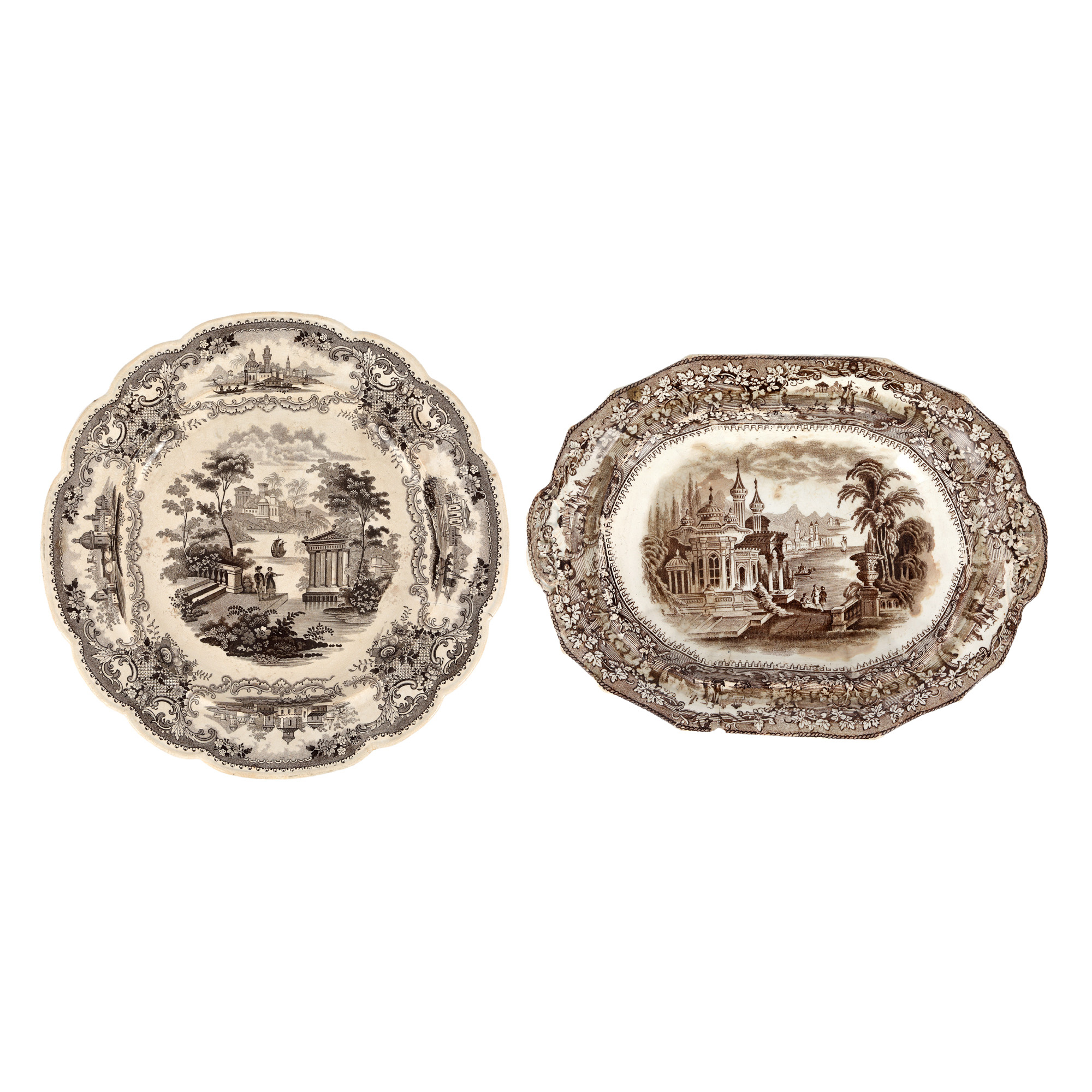 Lot consisting of two platters, end of the 19th century, from the collection of Prof. Costin Murgescu and filmmaker Ecaterina Oproiu