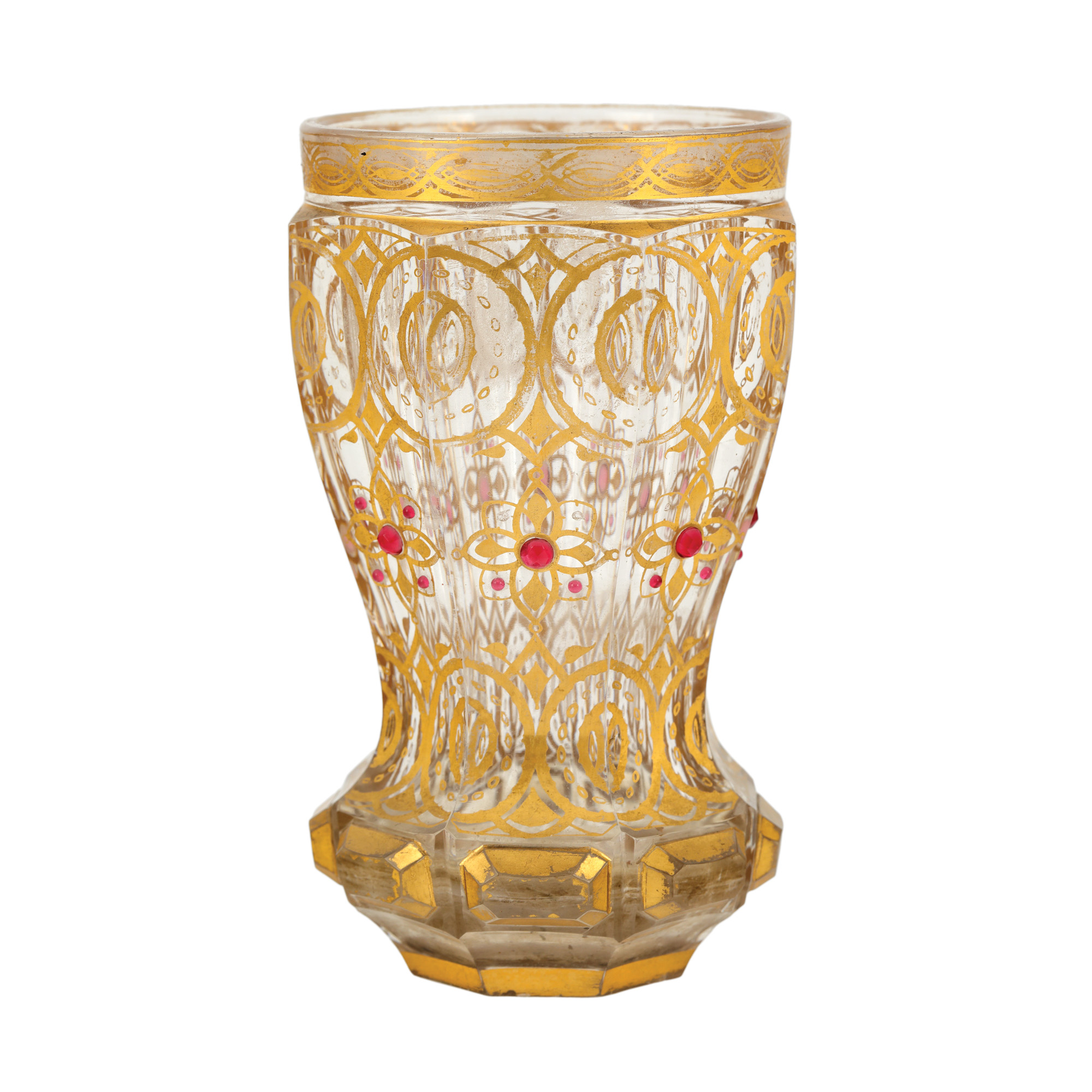 Bohemian glass vase, painted with gold, mid 19th century, from the collection of Prof. Costin Murgescu and filmmaker Ecaterina Oproiu