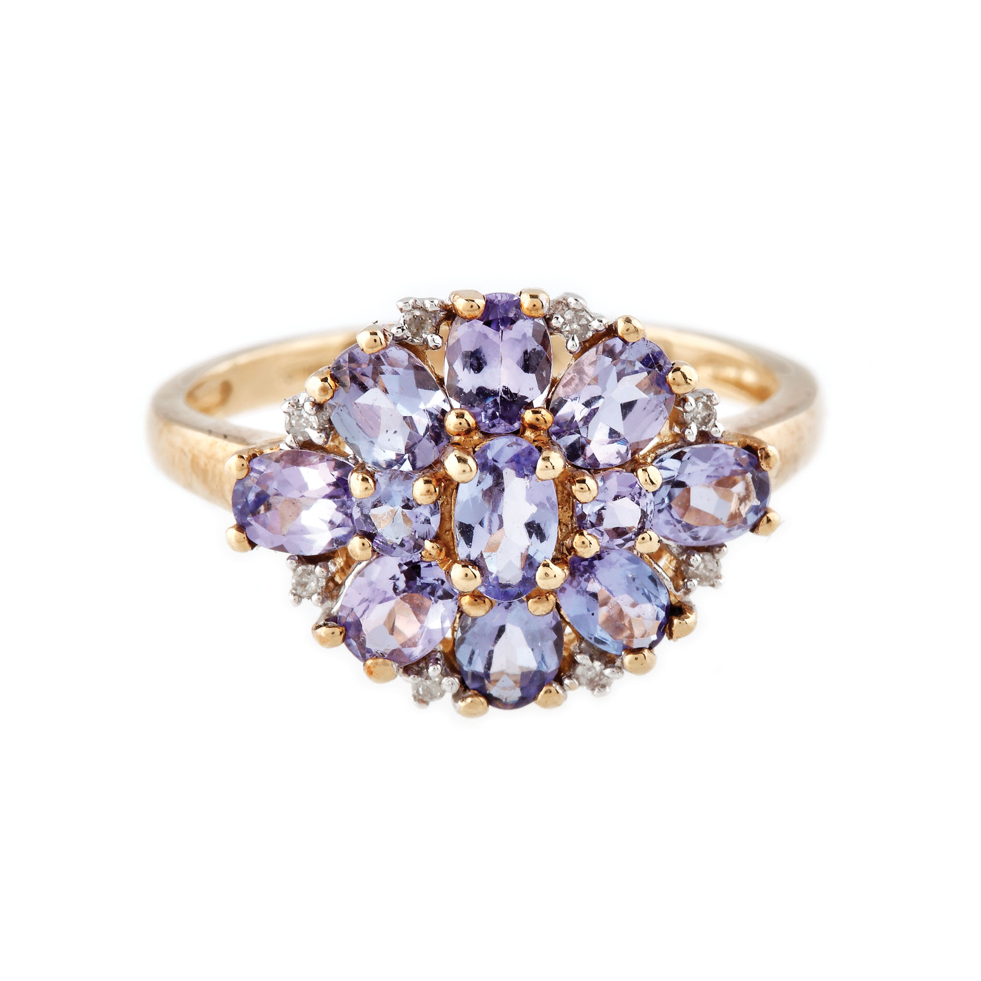 Inel din aur, ornat cu tanzanite și diamante