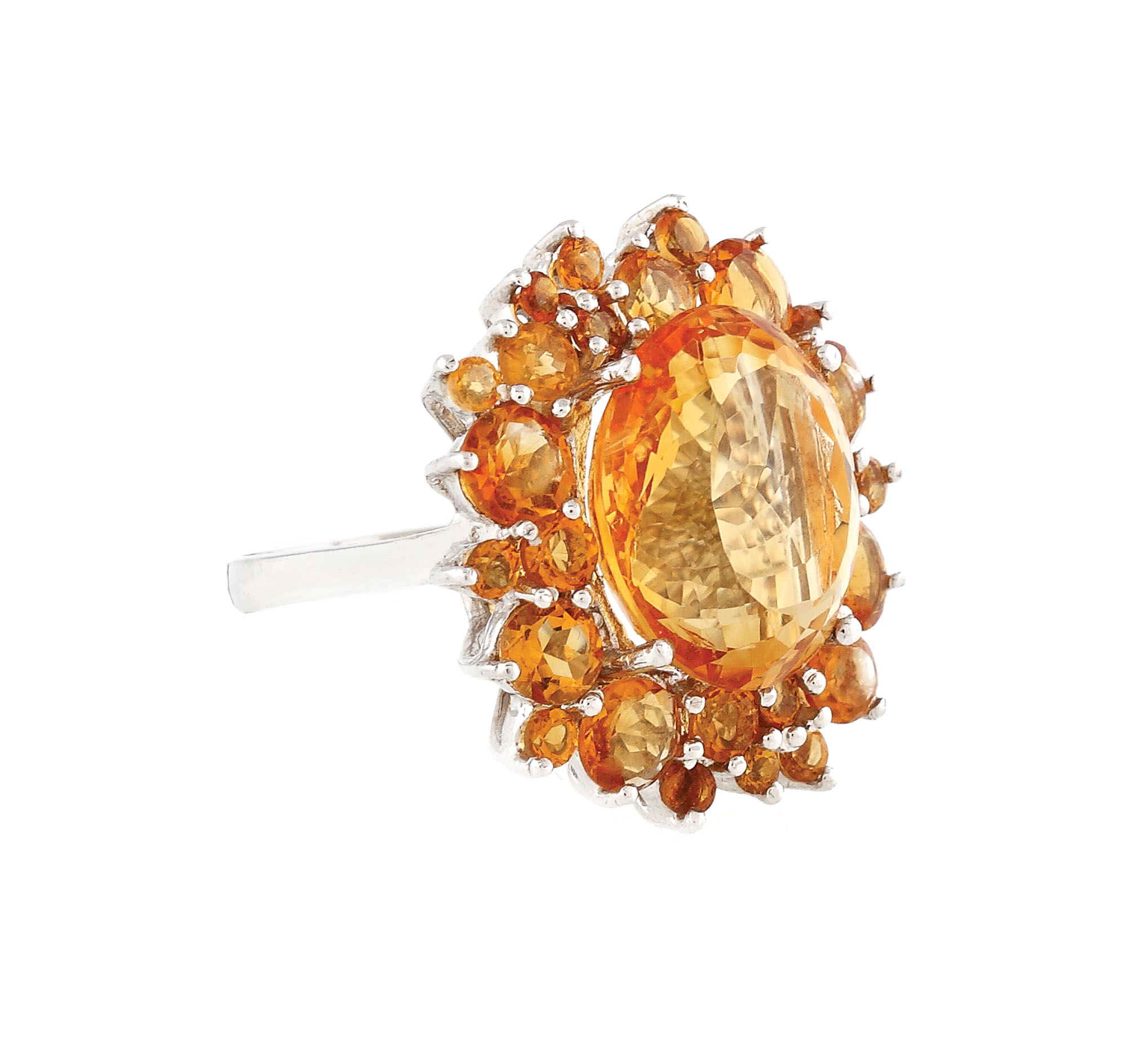 Gilded silver ring ornate with citrines