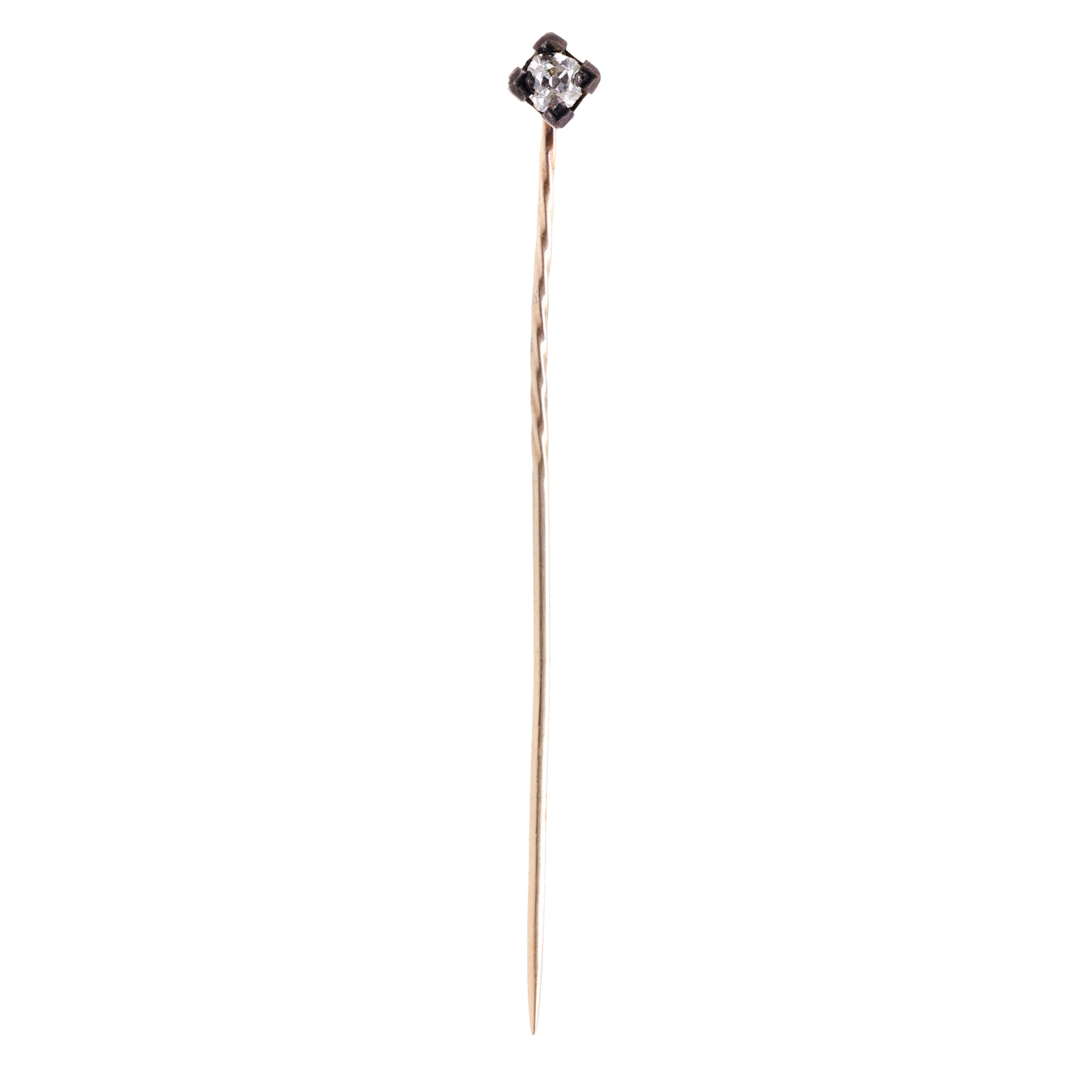 Gold stick pin decorated with solitaire diamond, cca. 1900