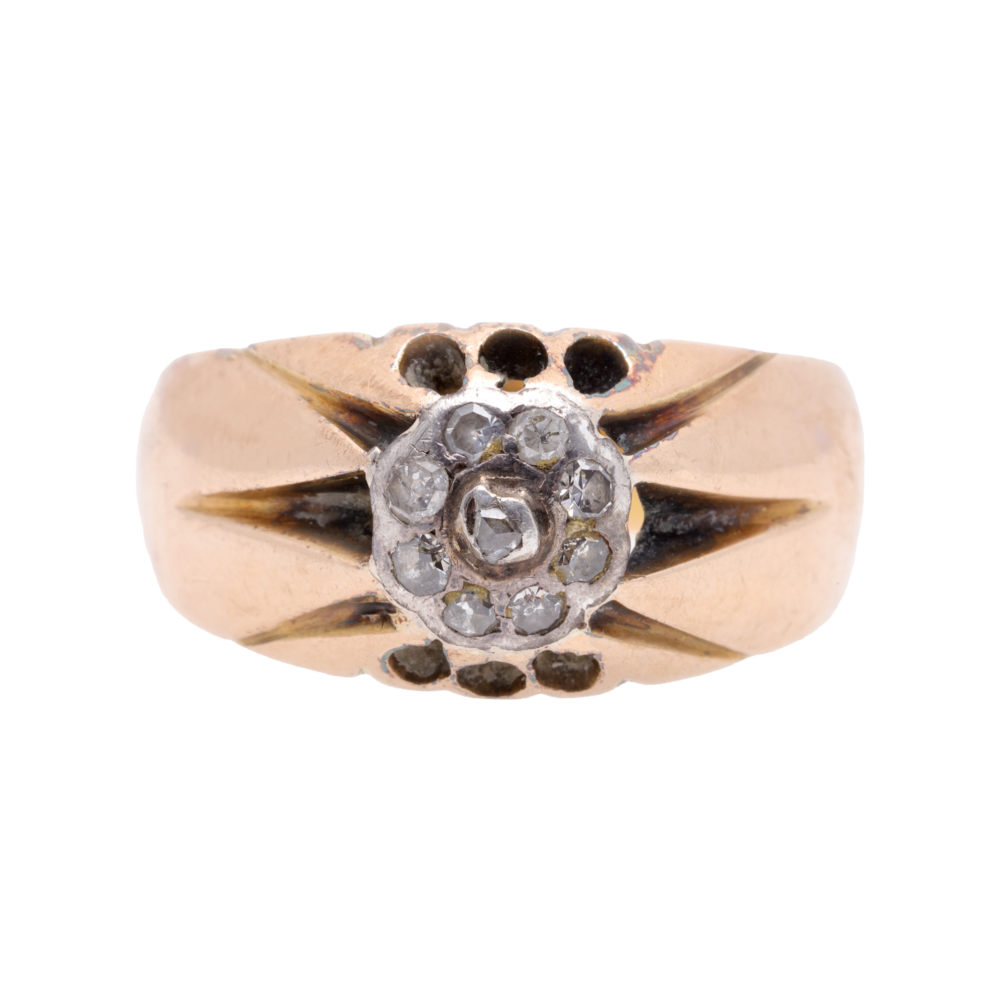 Gold ring, decorated with diamonds