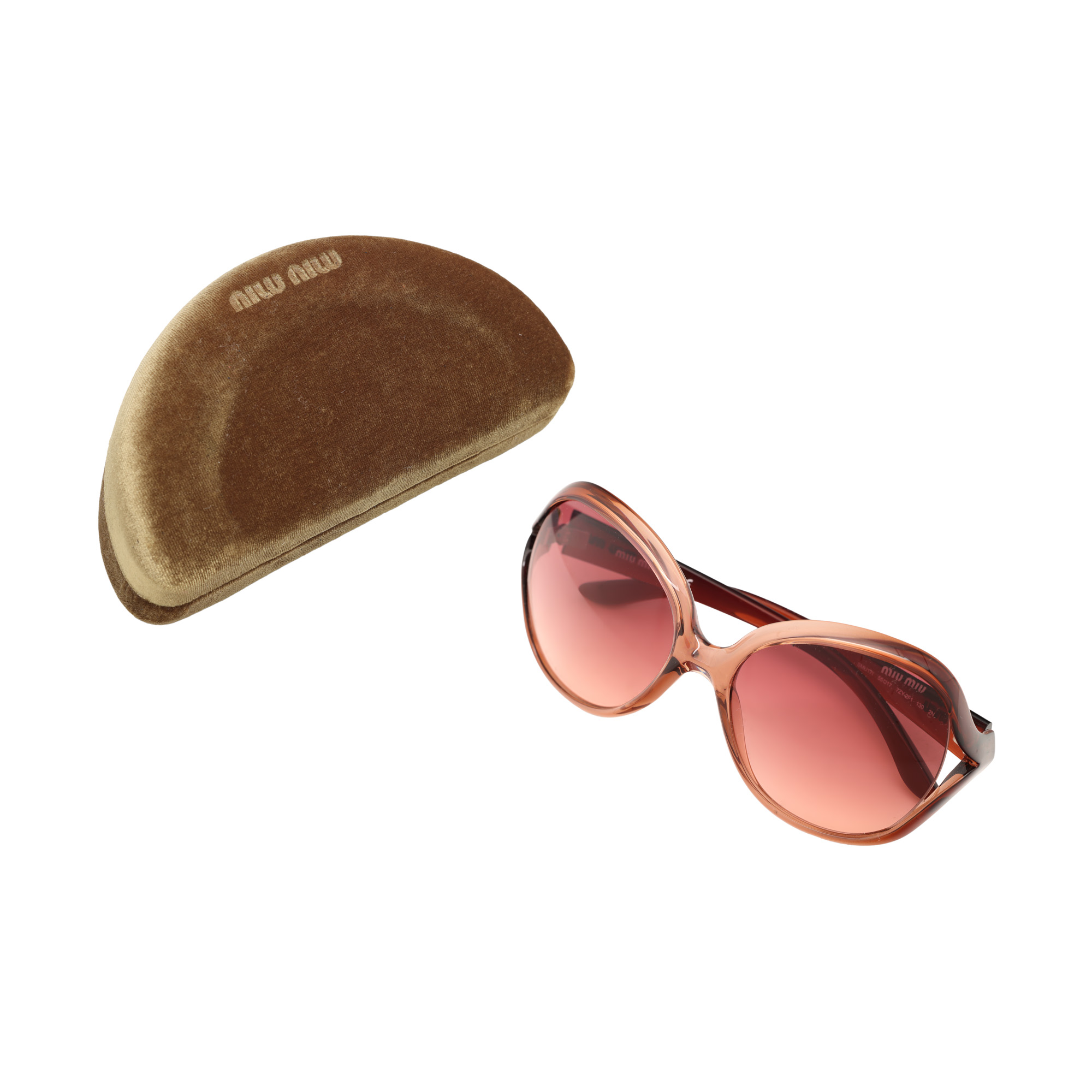 Pereche de ochelari de soare Miu Miu, model butterfly, însoțită de etui 