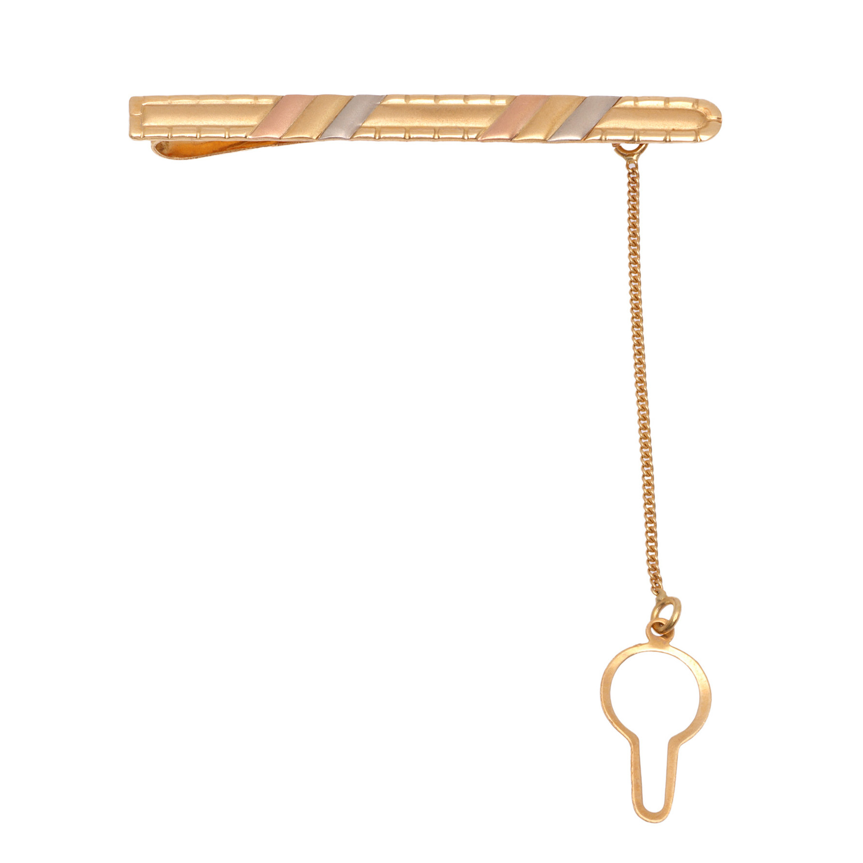 Yellow, pink, and white gold tie pin