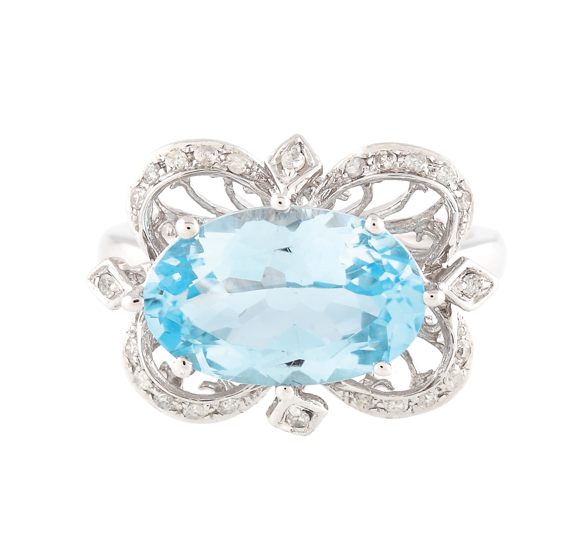Inel din argint aurit, decorat cu topaz şi diamante