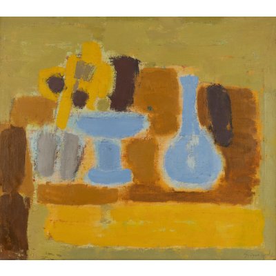 Natură statică cu vase albastre