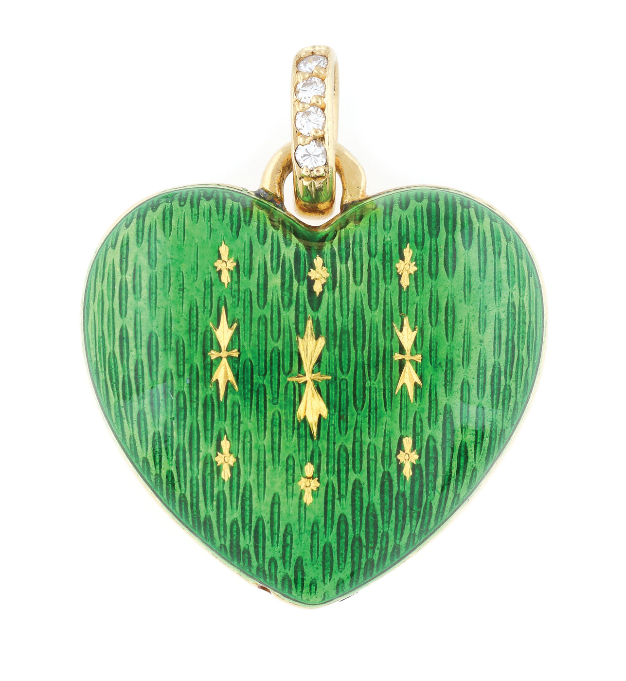 Pandantiv Fabergé din aur, decorat cu email și diamante, numerotat 20/300, însoțit de certificat de autenticitate