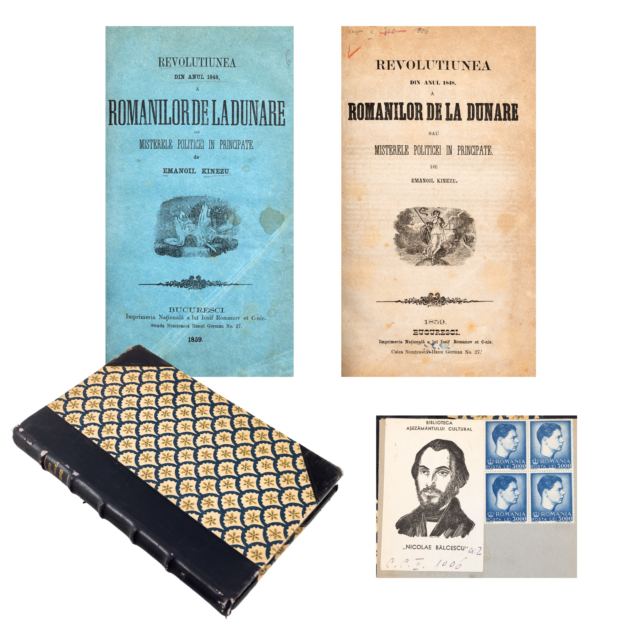 "Revoluțiunea de la 1848", de Emanoil Kinezu, București, 1859, cu ex-libris