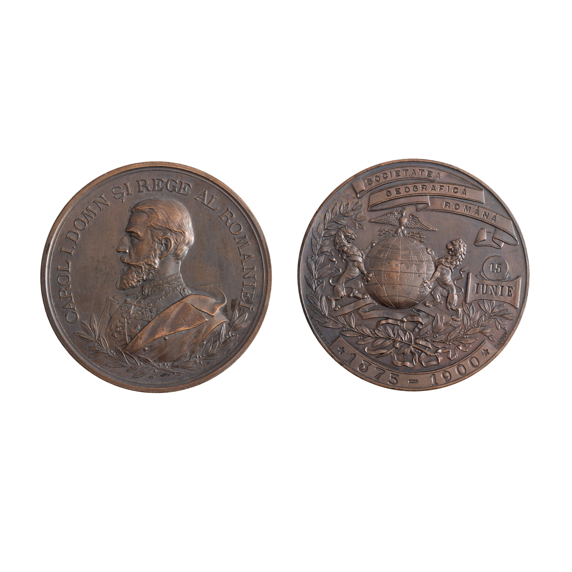 "Romanian Geographical Society" Medal, engravers Carniol Son and Theodor Radivon, 1900