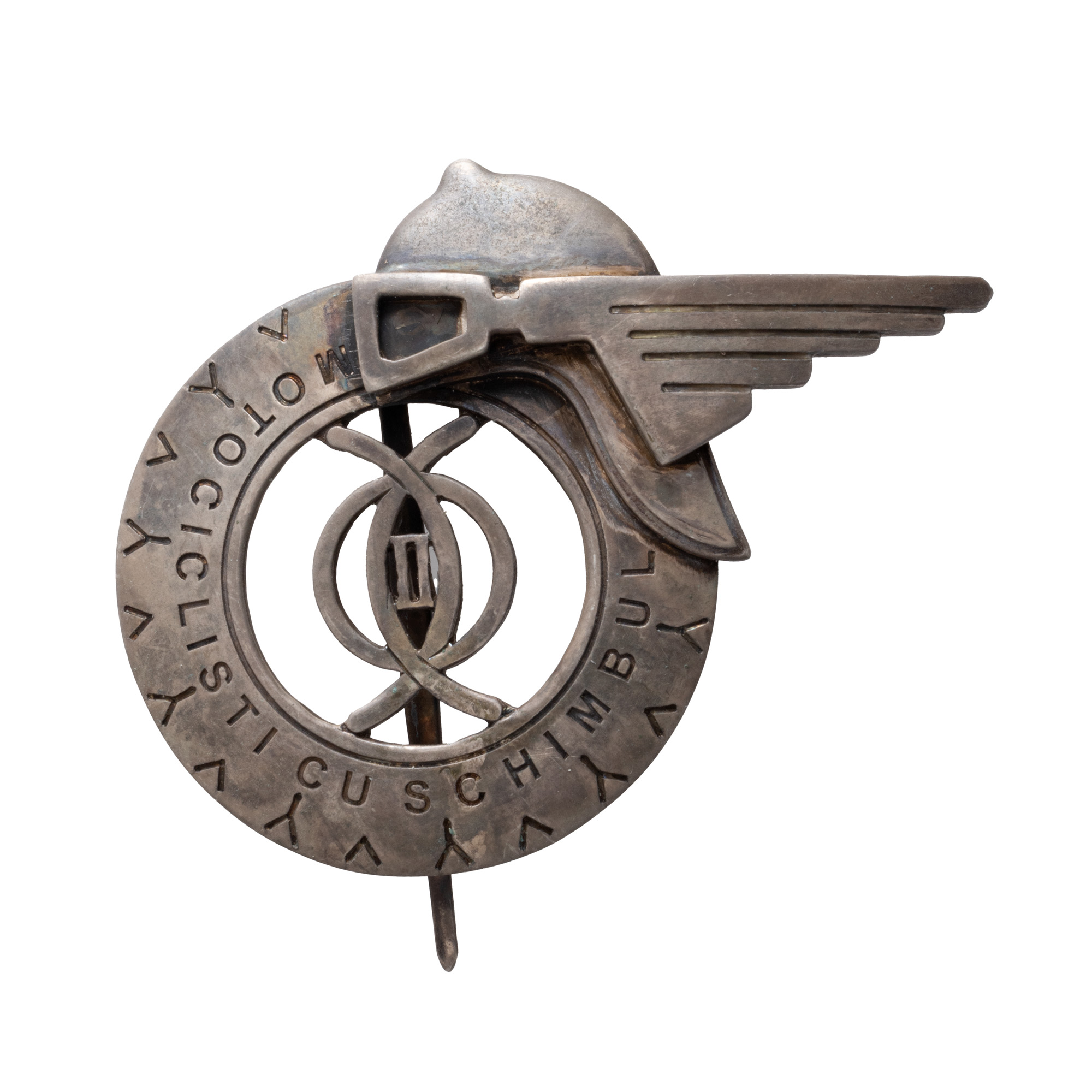 Insigna ”Motocicliști cu Schimbul”, perioada Carol II, argint