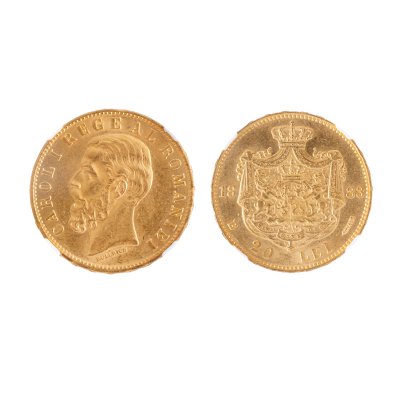 20 Lei Coin 1890, Gold, Graded MS61