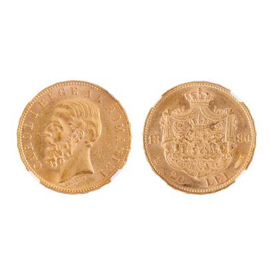 20 Lei Coin 1890, Gold, Graded MS62