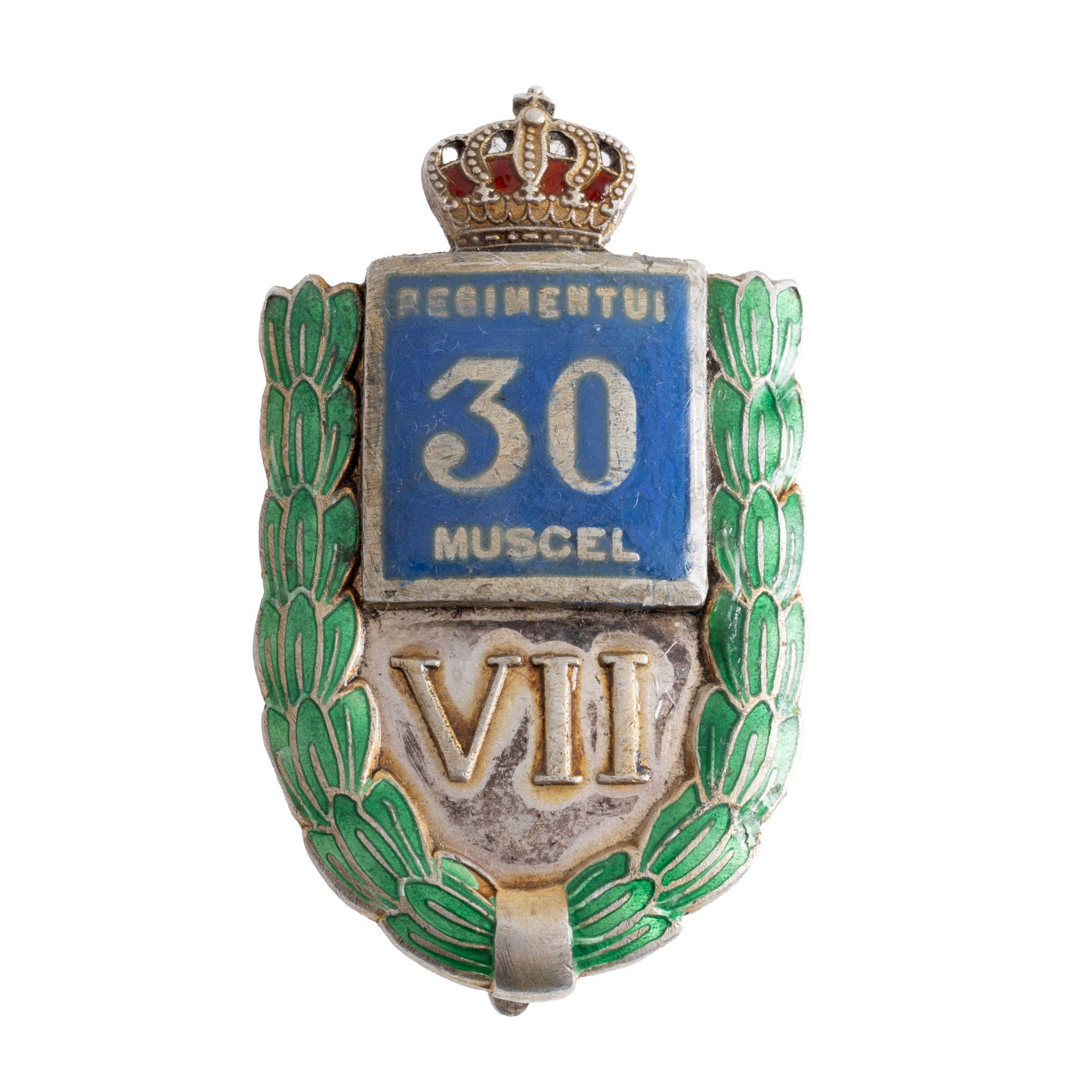 Regimental Insignia of the 30th Muscel Infantry, 7 years of service, for officers, silver