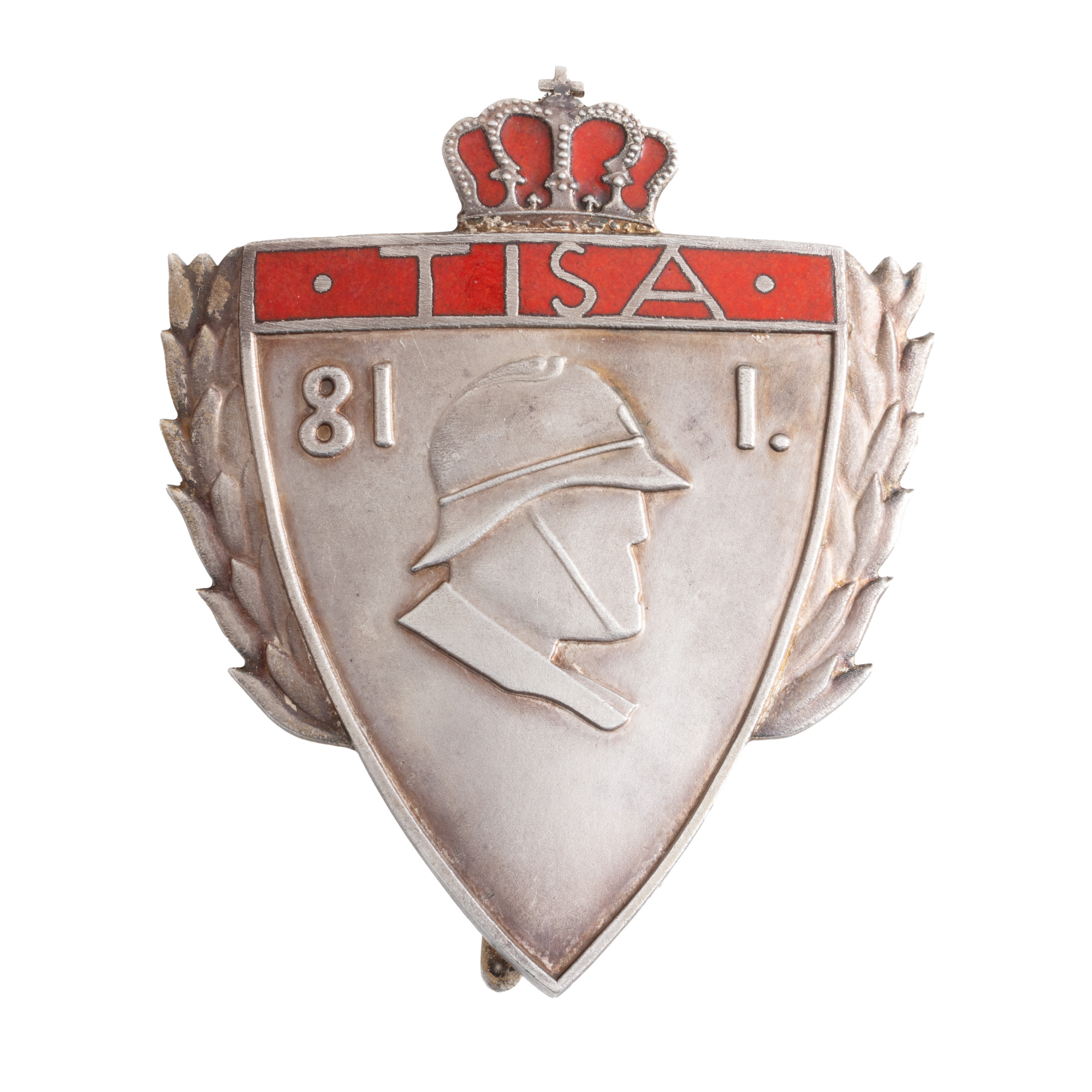 Insignă Regimentul 81 Infanterie Dej, 7 ani de serviciu, pentru ofițeri, argint