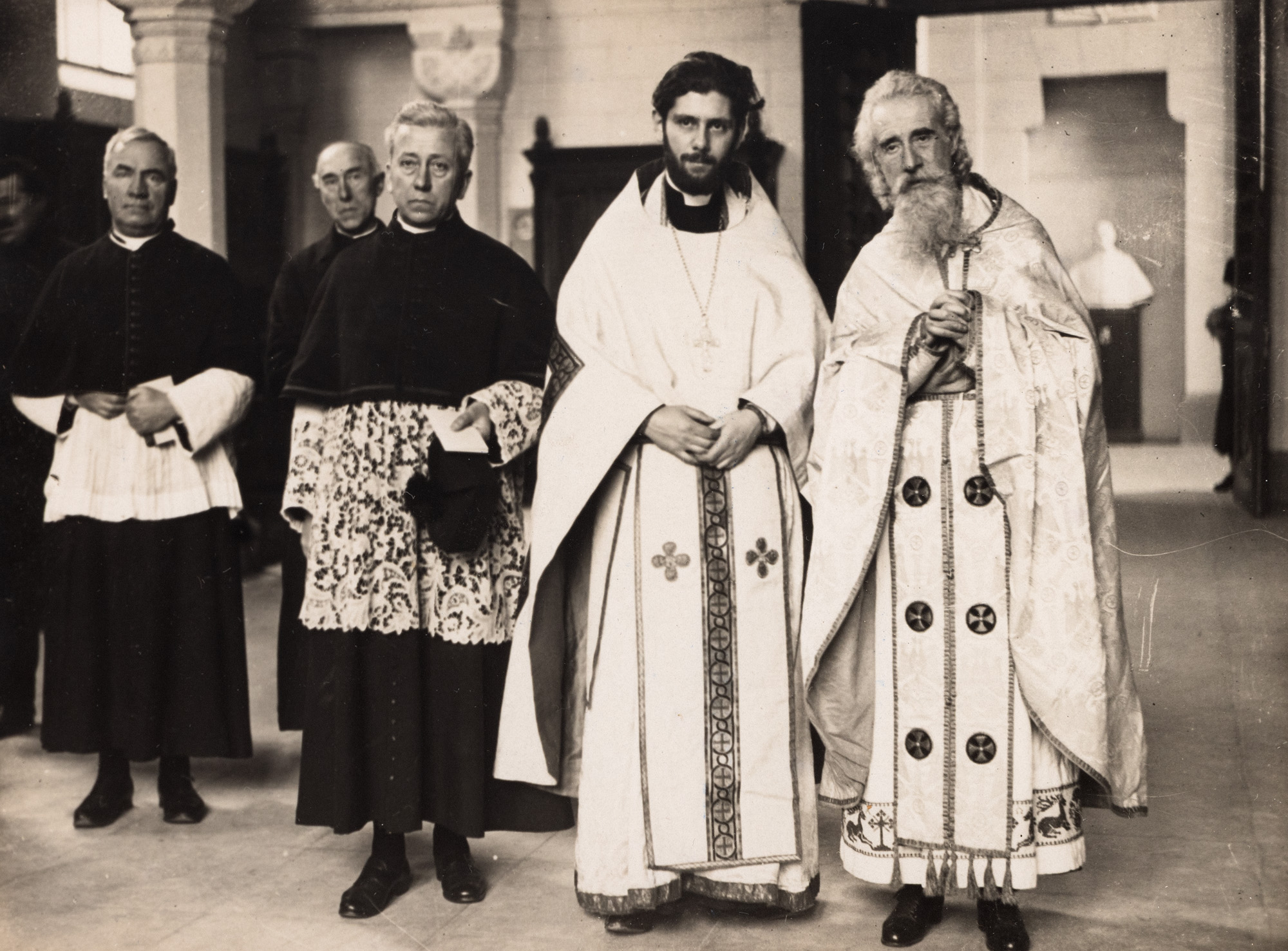 Press Photo Featuring Monsignor Vladimir Ghika at Sacré Coeur, Photographer Meurisse, Paris, circa 1930