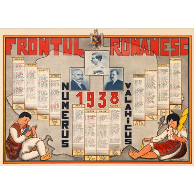 Calendar ”Frontul Românesc”, 1938, semnat în tipar Maria Deșliu