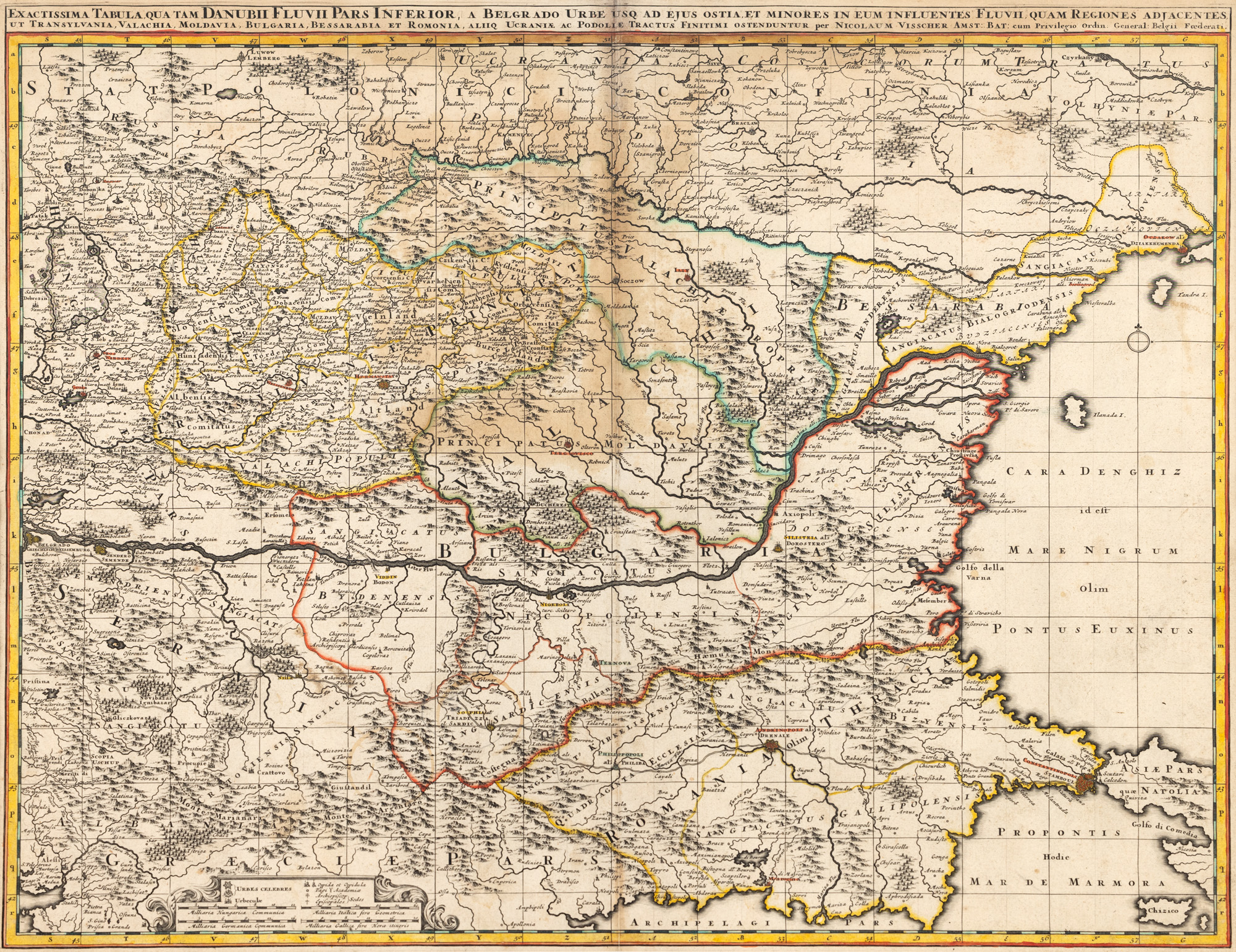 "Lower Course of the Danube" Map, by Nicolaes Visscher, Amsterdam, cca. 1700