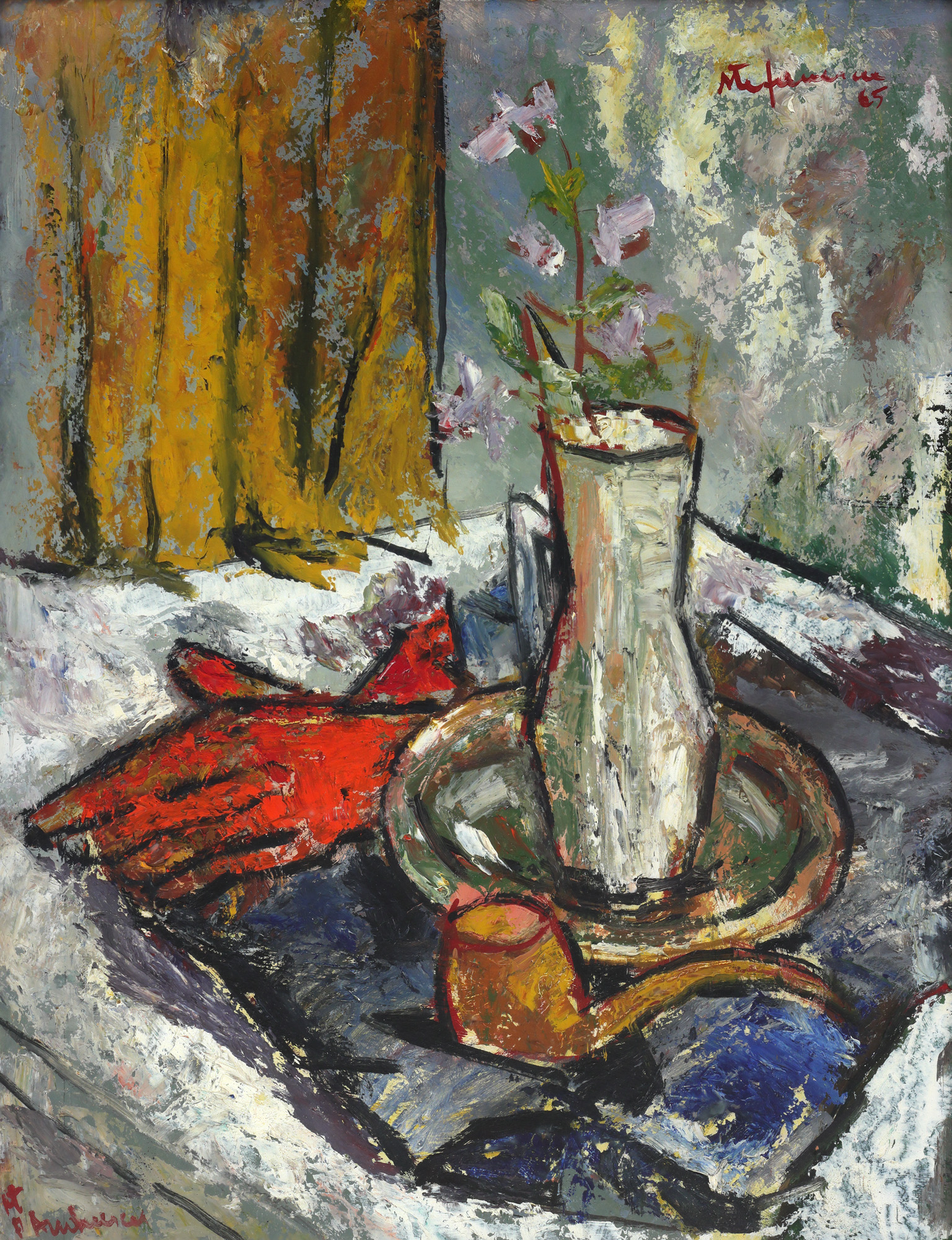 Still Life with Pipe and Red Gloves