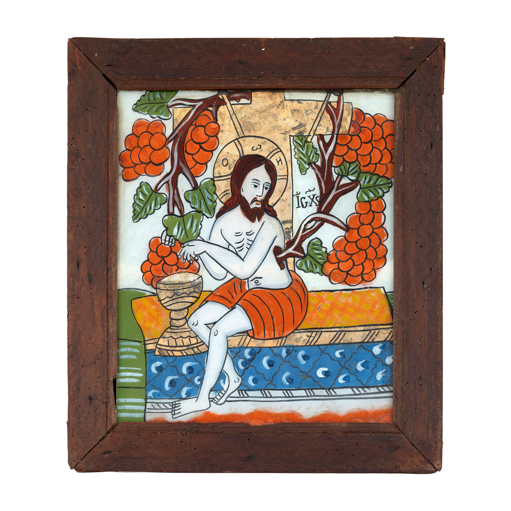 Icon on glass, "Jesus the True Vine", workshop from Şcheii Braşovului, second half of the 19th century, collection piece