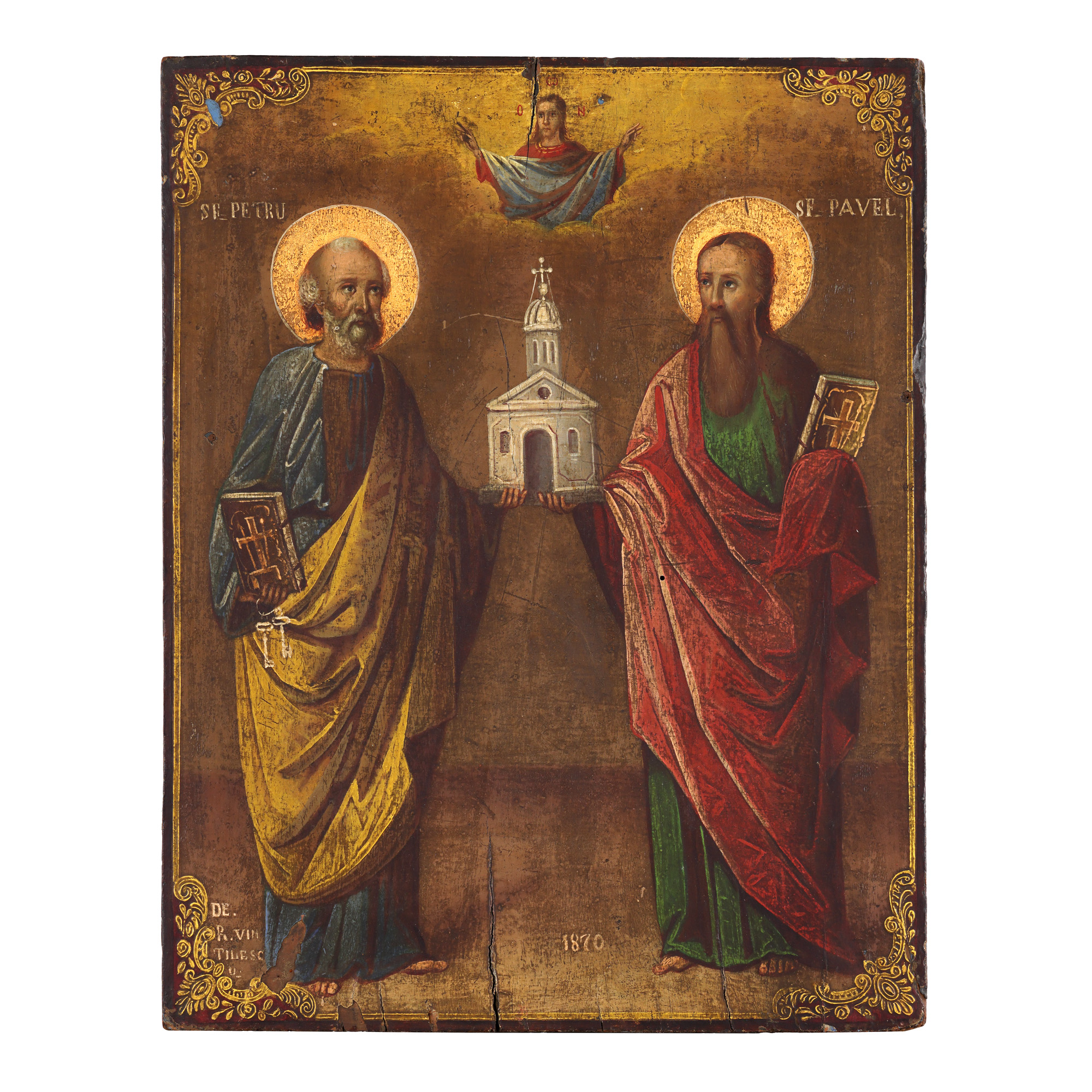 Icon on wood, "Saints Apostles Peter and Paul", by Radu Vintilescu, 1870