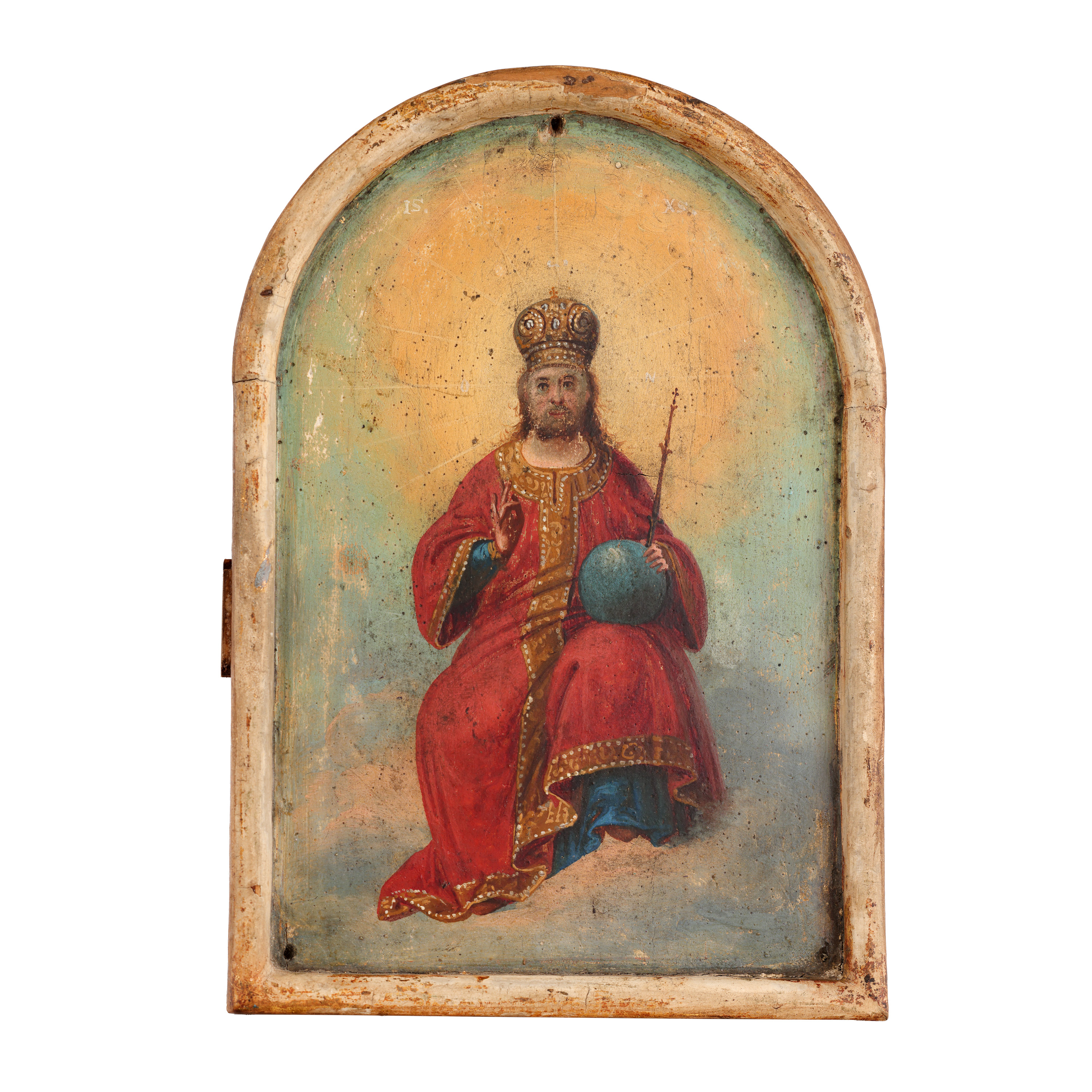 Icoană pe lemn, ”Iisus Hristos - Împăratul slavei”, școală românească, jumătatea sec. XIX