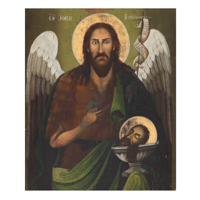 Imperial icon on wood, "Saint John the Baptist - Angel of the Desert", Romanian school, mid-19th century