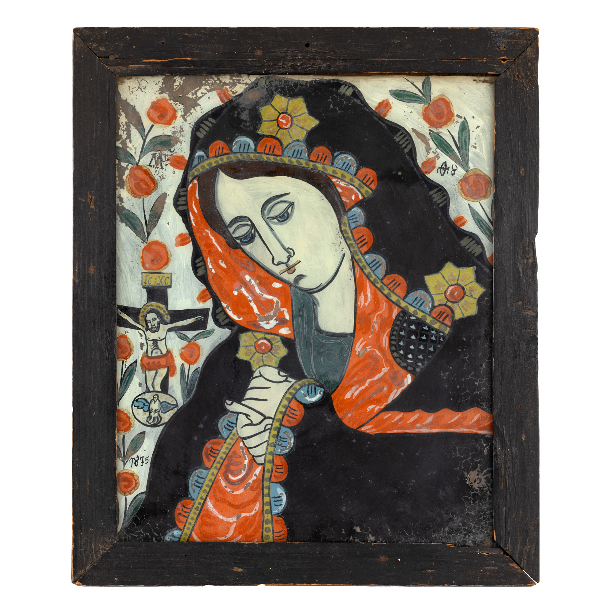Icon on glass, "The Sorrowful Mother", Nicula workshop, 1875, from the collection of the writer Zaharia Stancu