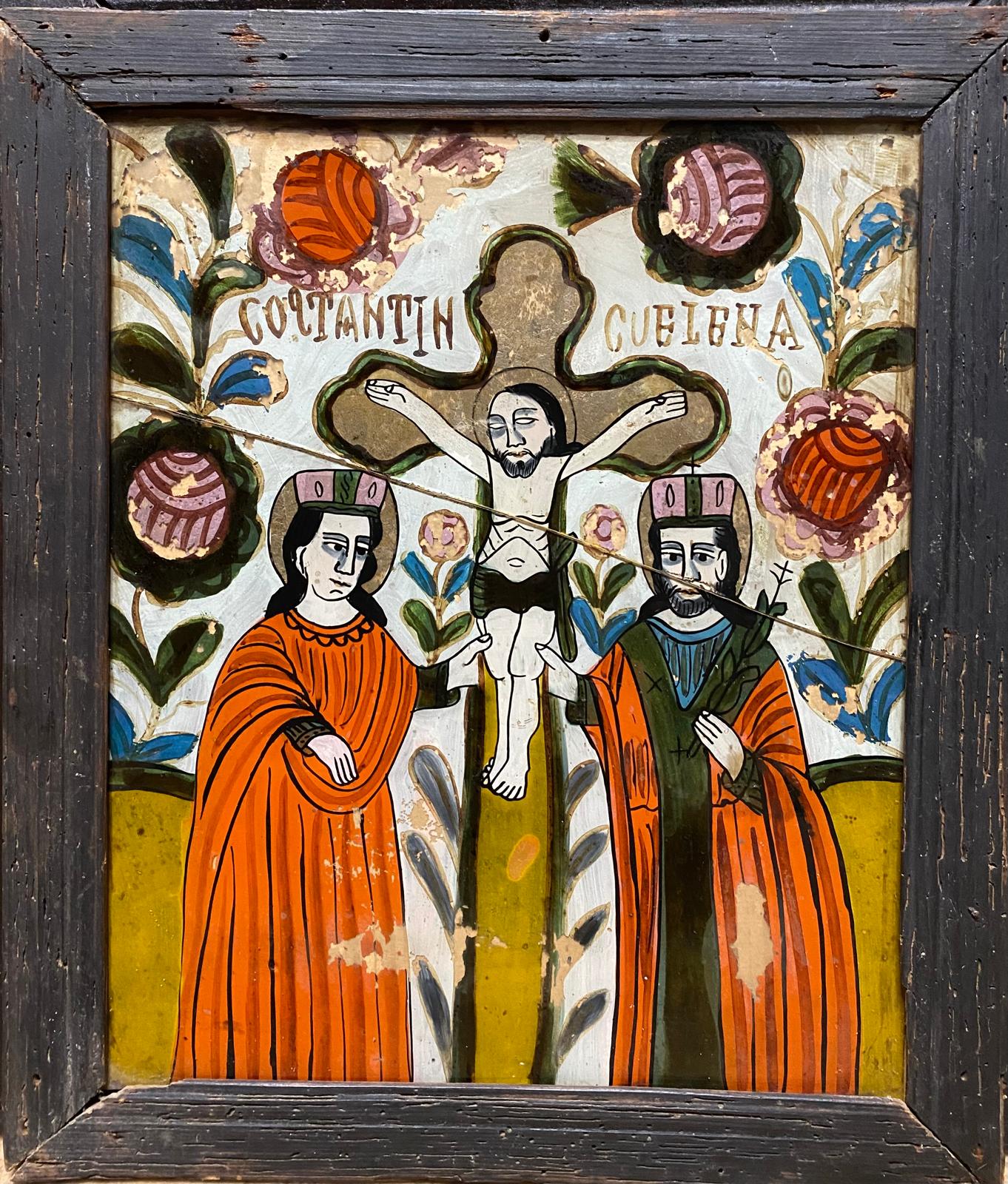 Icoană pe glajă, ”Sfinții Împărați Constantin și Elena”, atelier din Gherla, sfârșitul sec. XIX