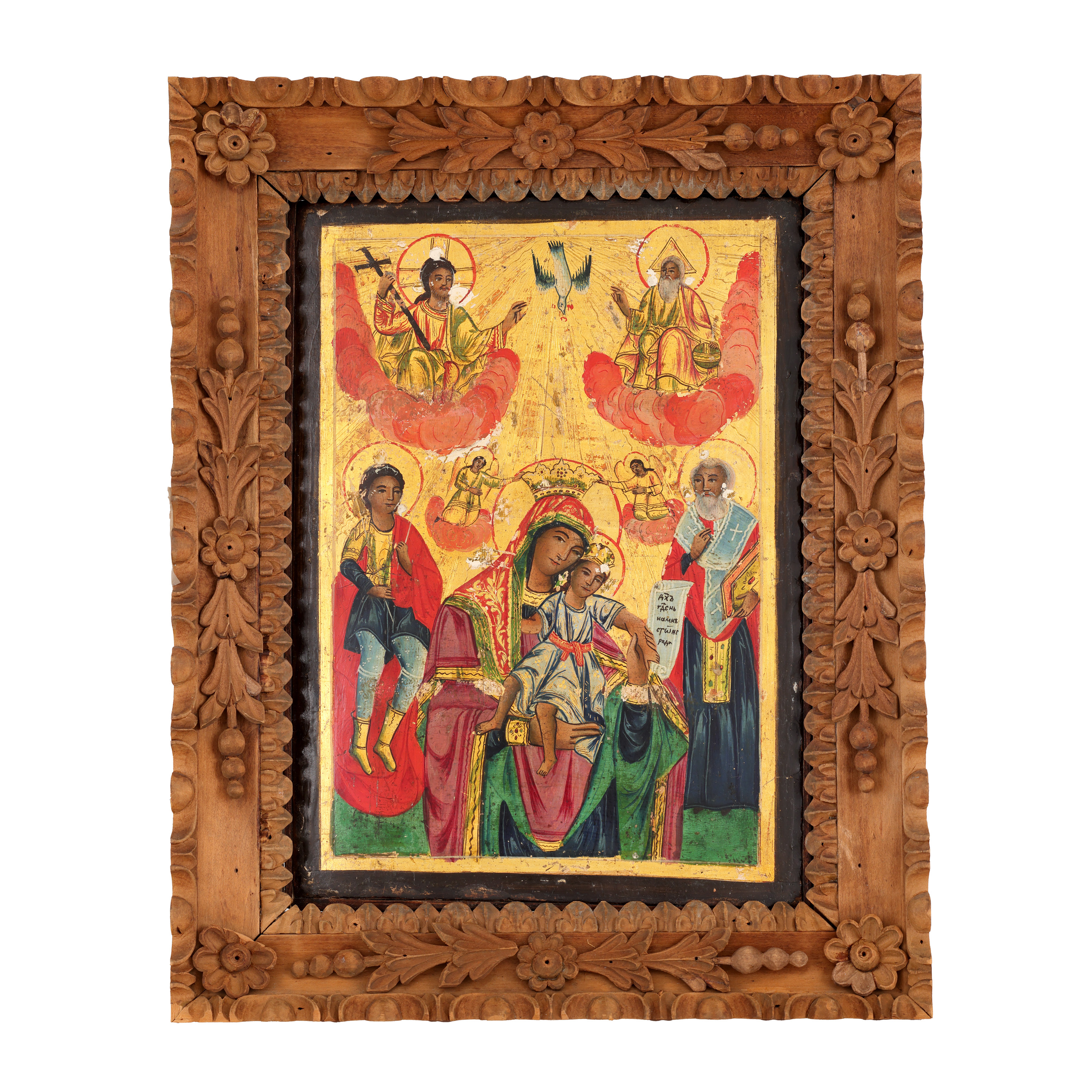 Icon on wood, "Holy Trinity (The Coronation of the Virgin)", Greek school, first half of the 19th century