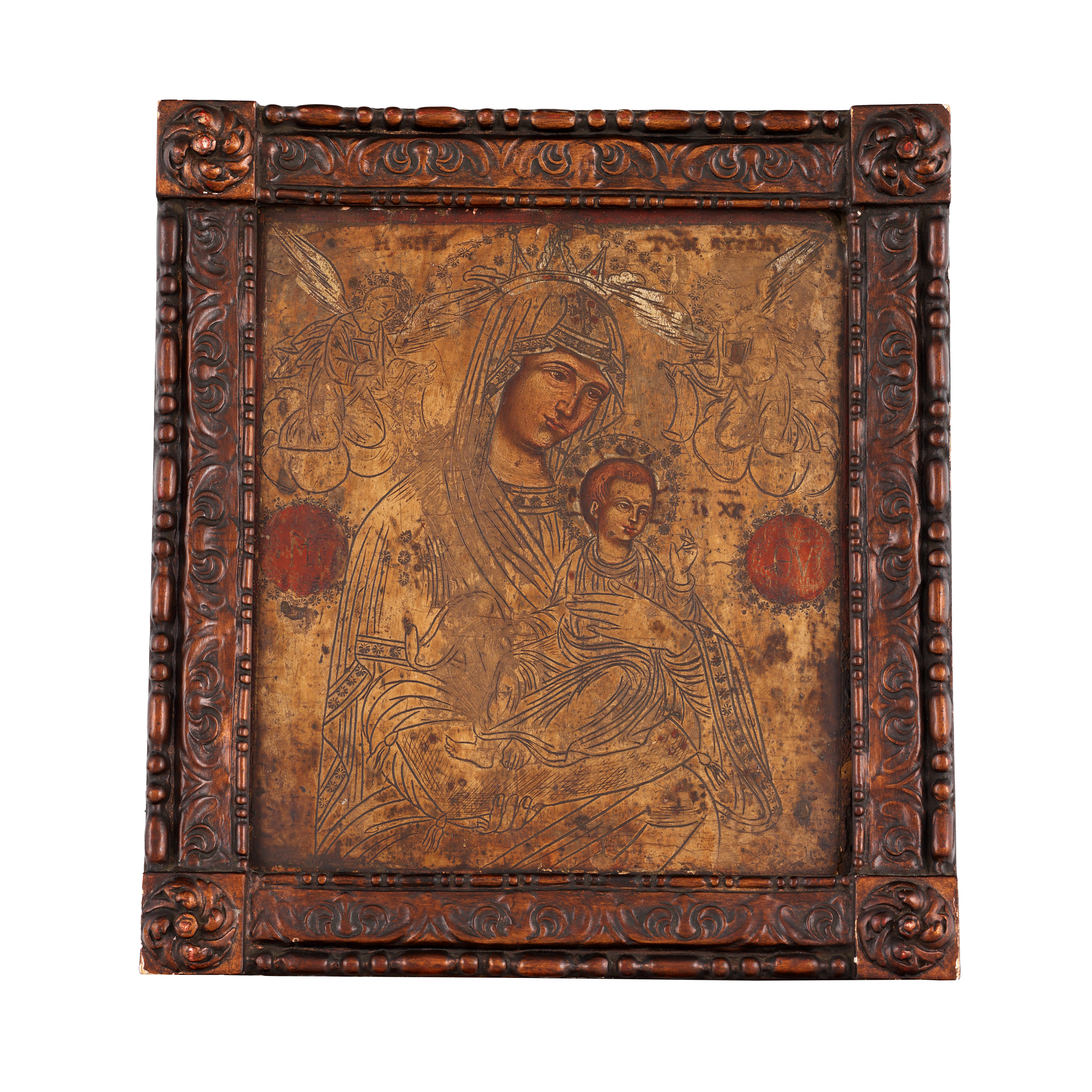 Icon on wood, "Mother of God with the Infant - Lady of Angels", Greek school, first half of the 19th century