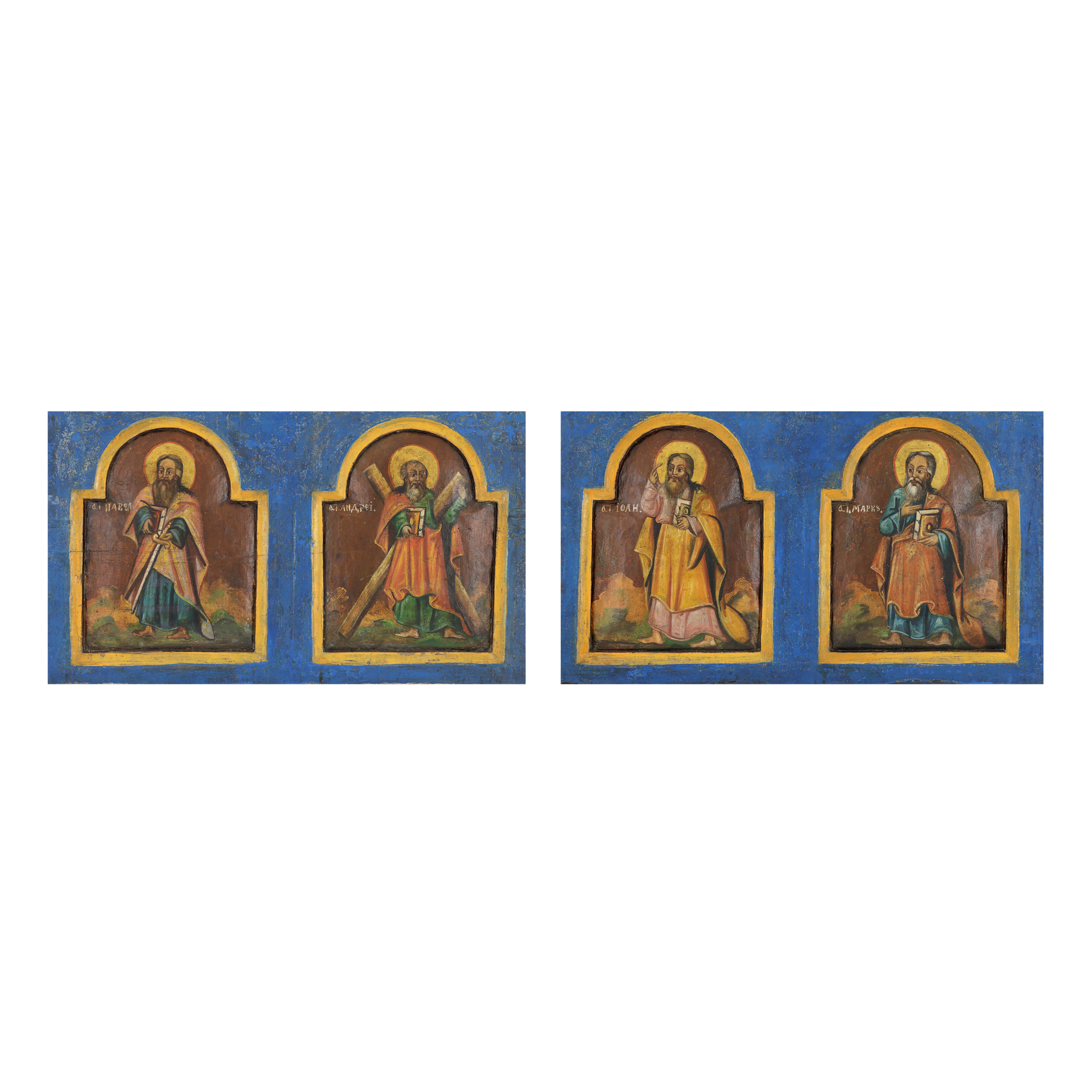 Fragments of iconostasis, "Saints Apostles John, Mark, Paul and Andrew", Moldavian school, first half of the 19th century