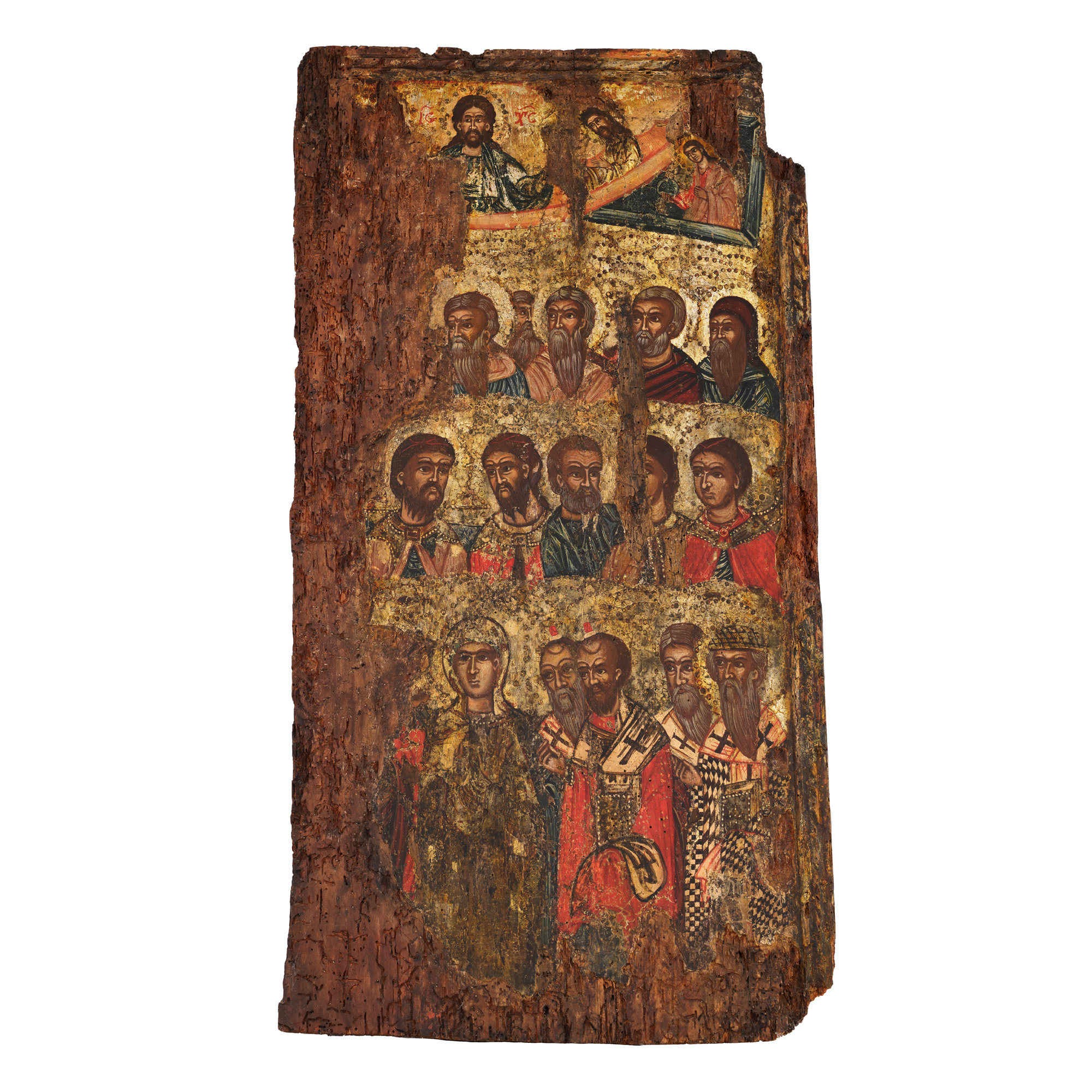 Fragment de icoană împărătească, ”Duminica Tuturor Sfinților”, școală moldovenească, epoca lui Alexandru Lăpușneanu, jumătatea sec. XVI, piesă foarte rară, de colecție