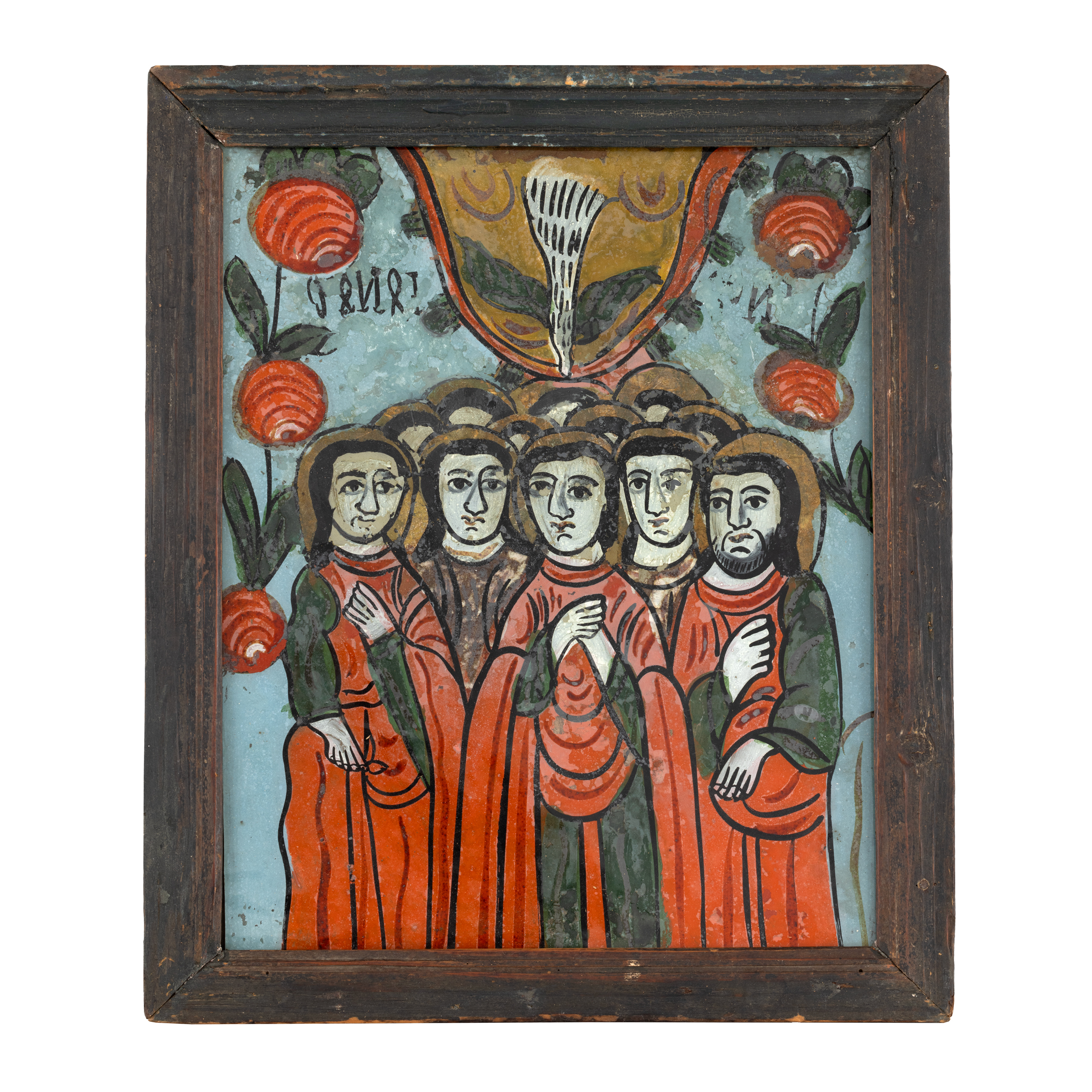 Icoană pe glajă, ”Pogorârea Duhului Sfânt”, atelier din Gherla, a doua jumătate a sec. XIX