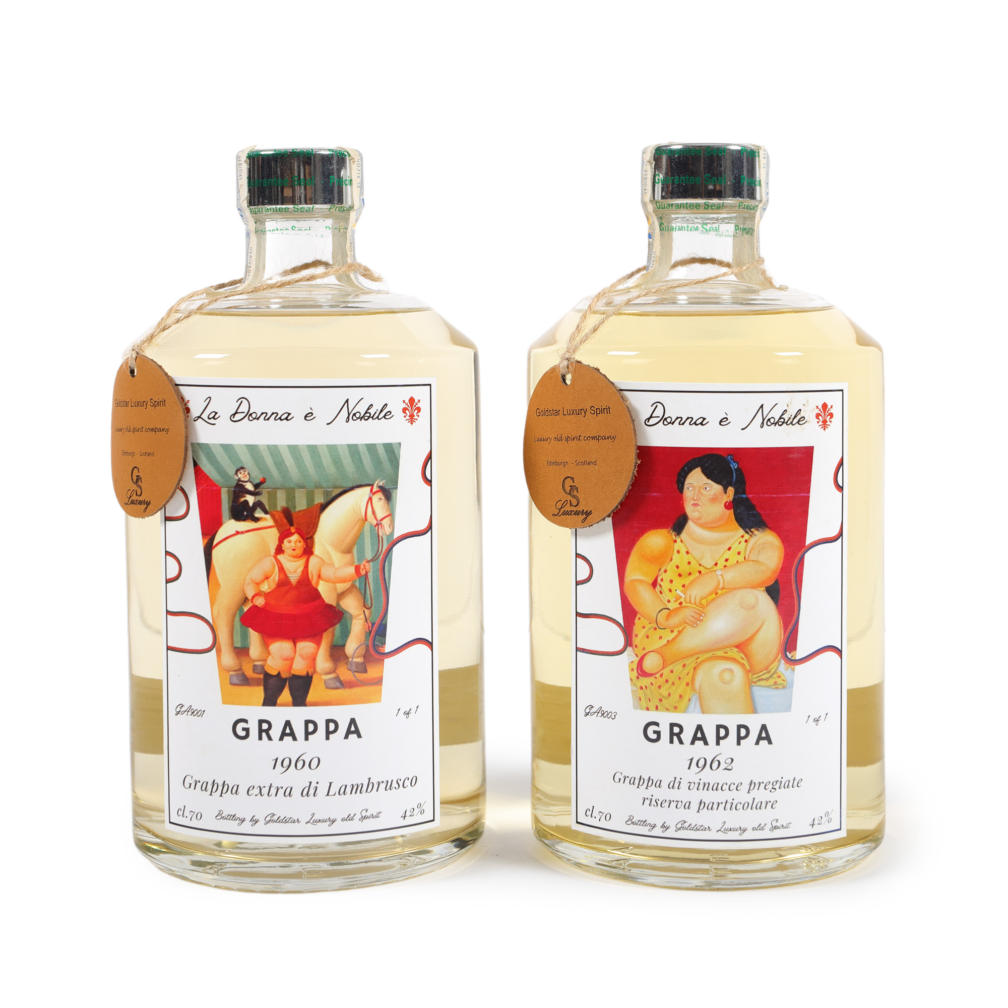 ”La Donna è Nobile” - lot format din două sticle de grappa, 1960/1962, 2st x 0,70l, ediție limitată