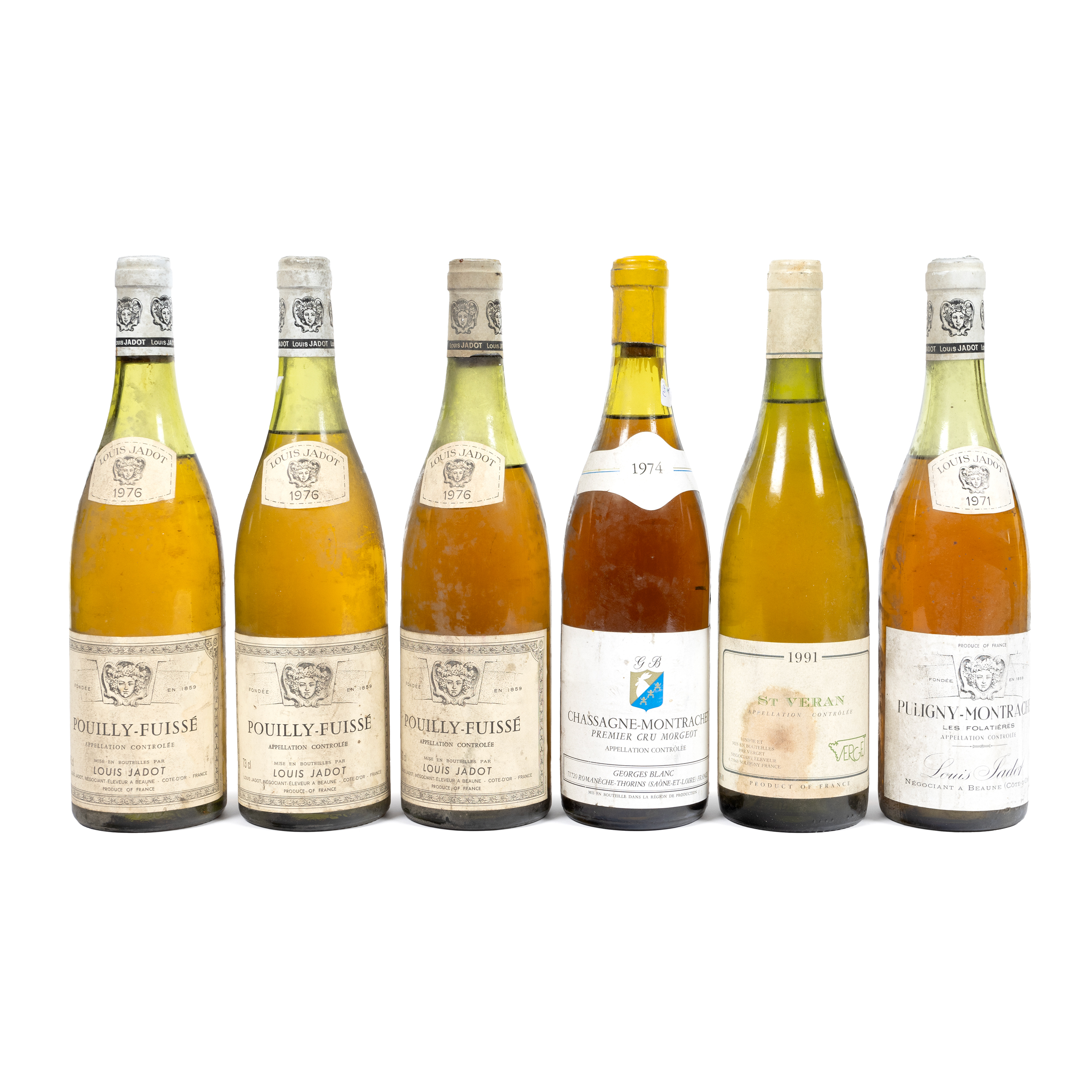 Lot de vinuri albe franțuzești, 1971-1991, 6st x 0,75l