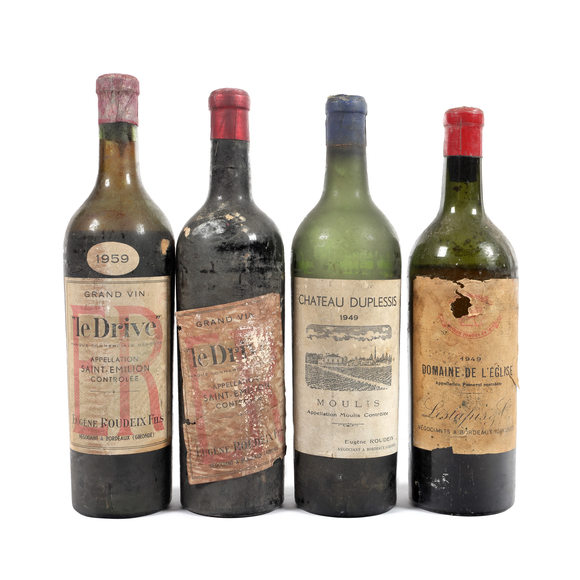 Lot de vinuri roșii franțuzești, 1949-1959, 4st x 0,75l