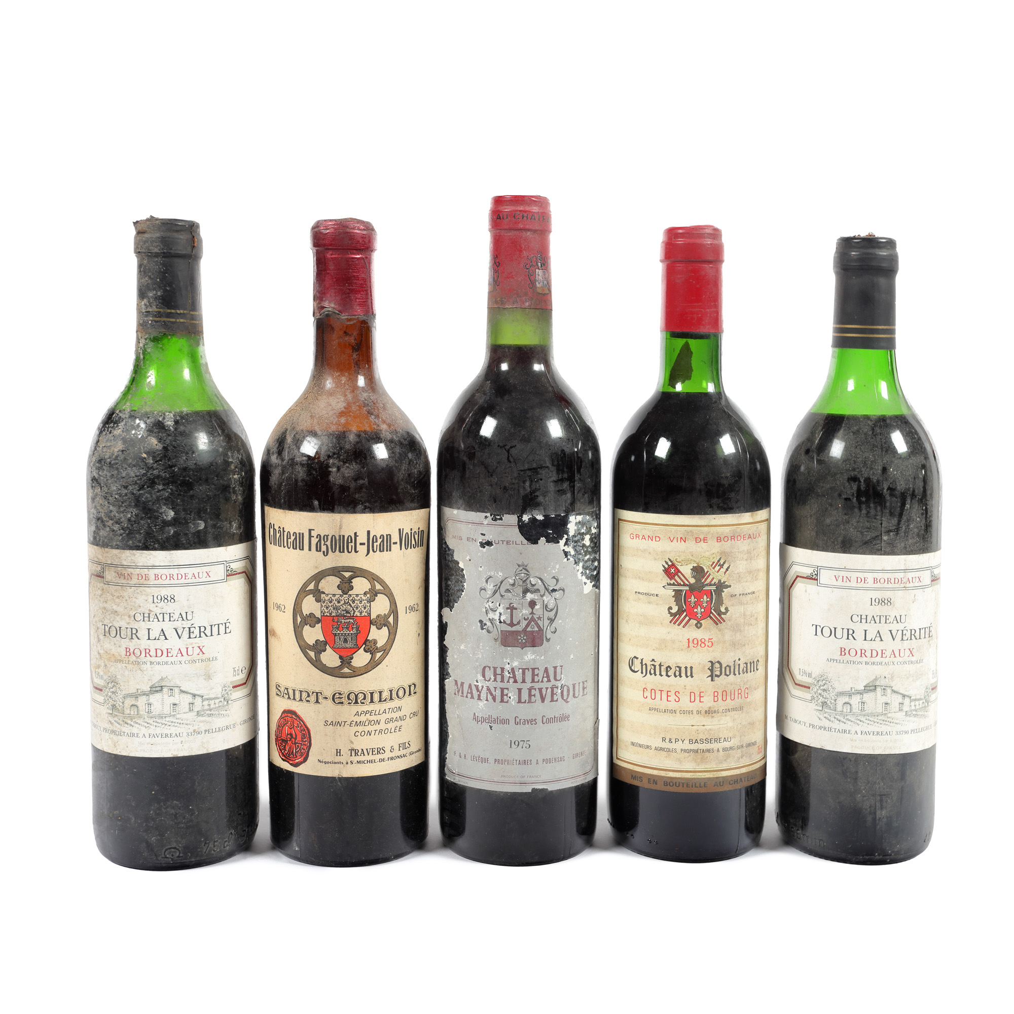 Lot de vinuri roșii franțuzești, 1962-1988, 5st x 0,75l
