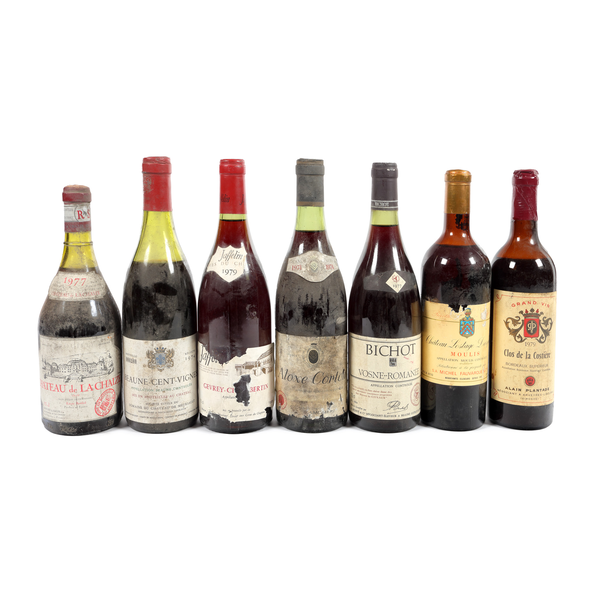 Lot de vinuri roșii franțuzești, 1974-1979, 7st x 0,75l