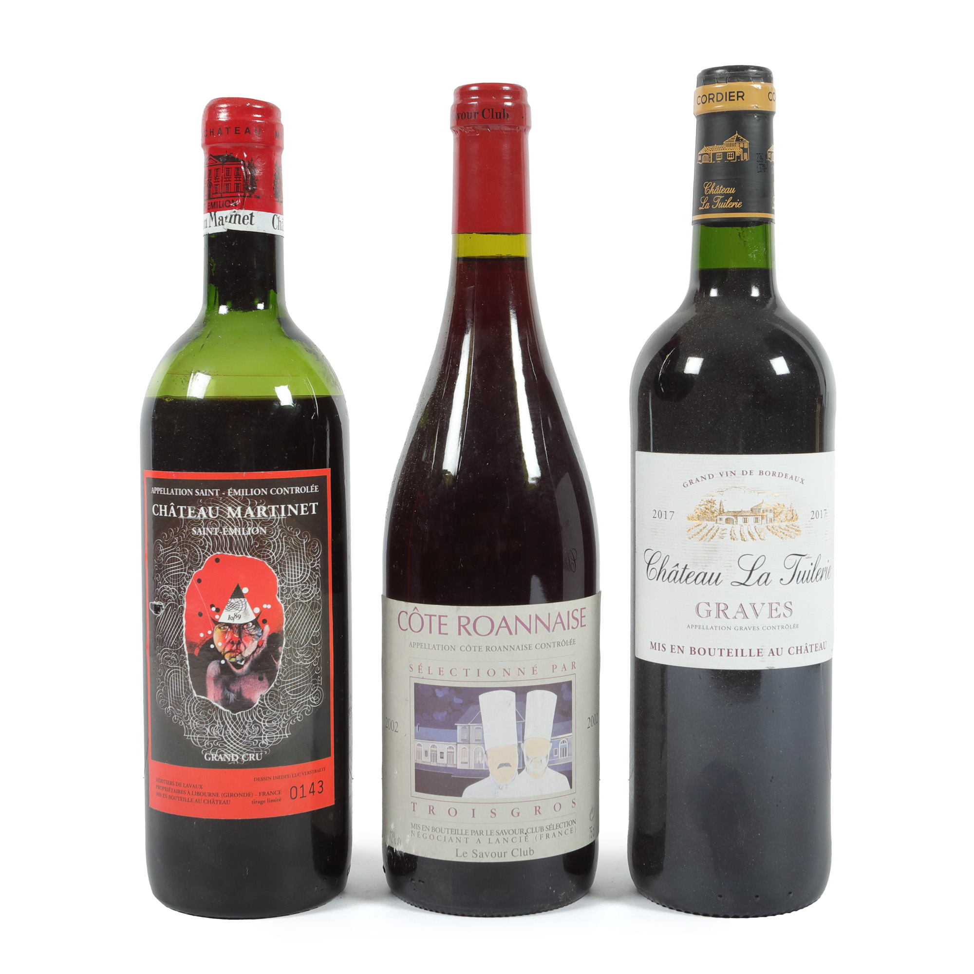 Lot de vinuri franțuzești, diverse apelațiuni, printre care și Saint-Émilion Grand Cru, 1989/2002/2017, 3st x 0,75l