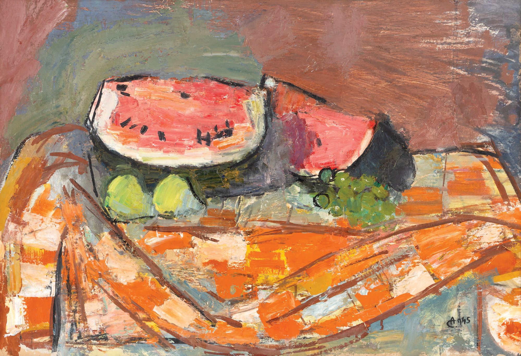 Still Life with Melons and Grapes