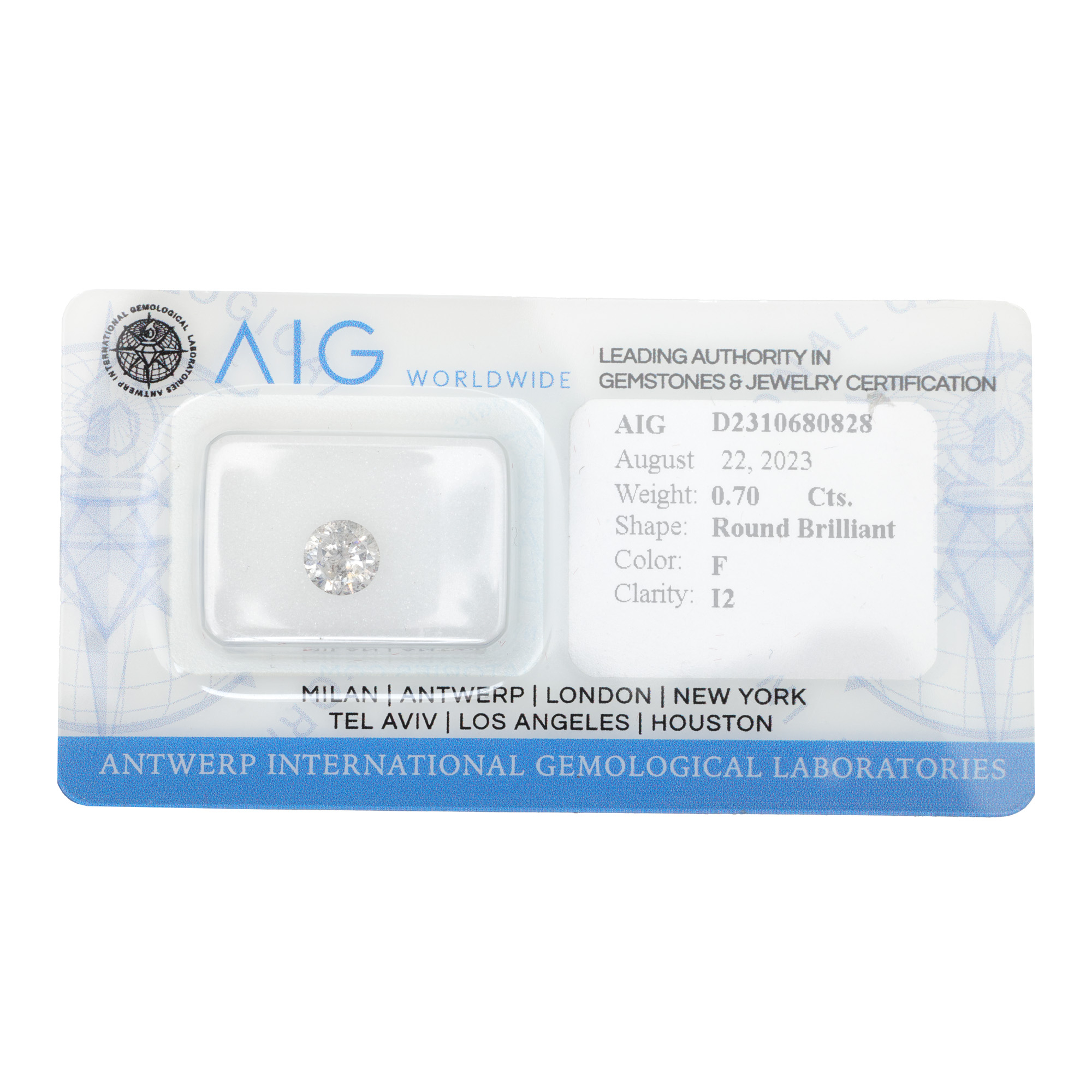 Diamant cca. 0,70 ct., însoțit de certificat AIG