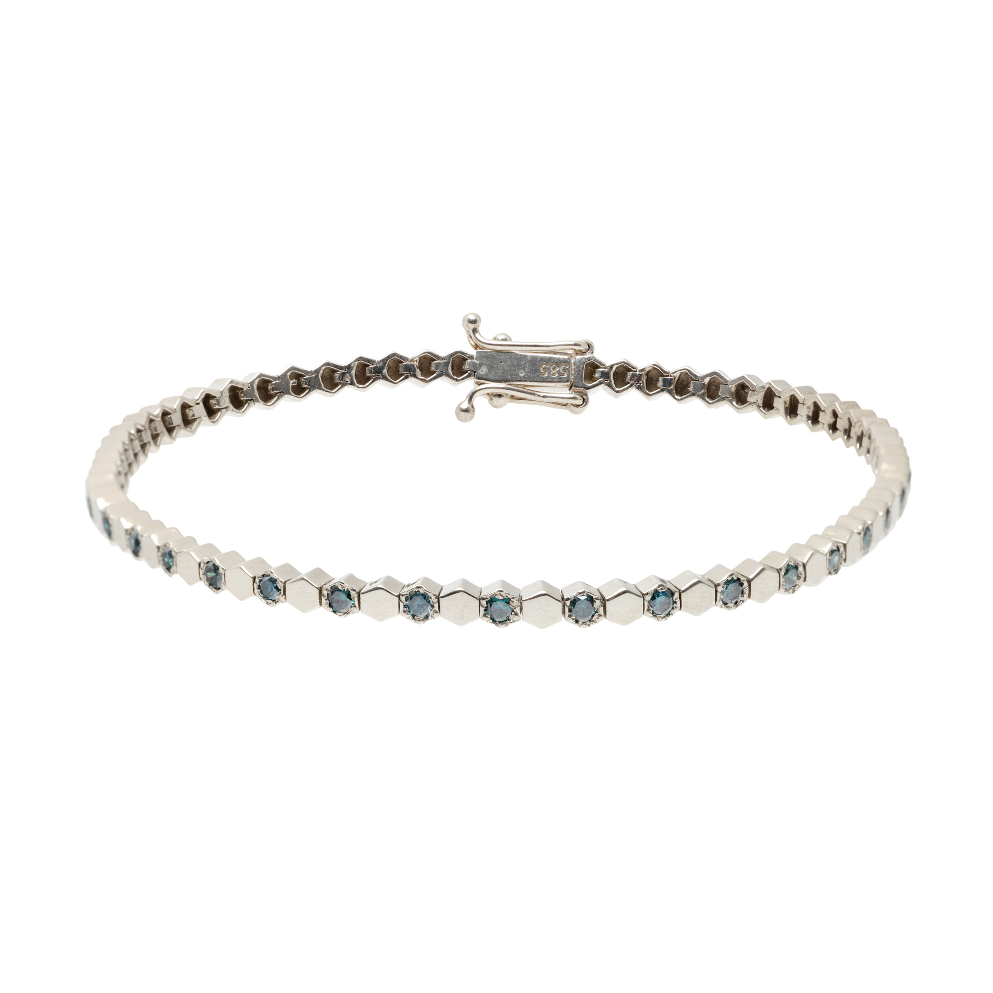 Chateau Tennis Bracelet, made of white gold, decorated with blue diamonds