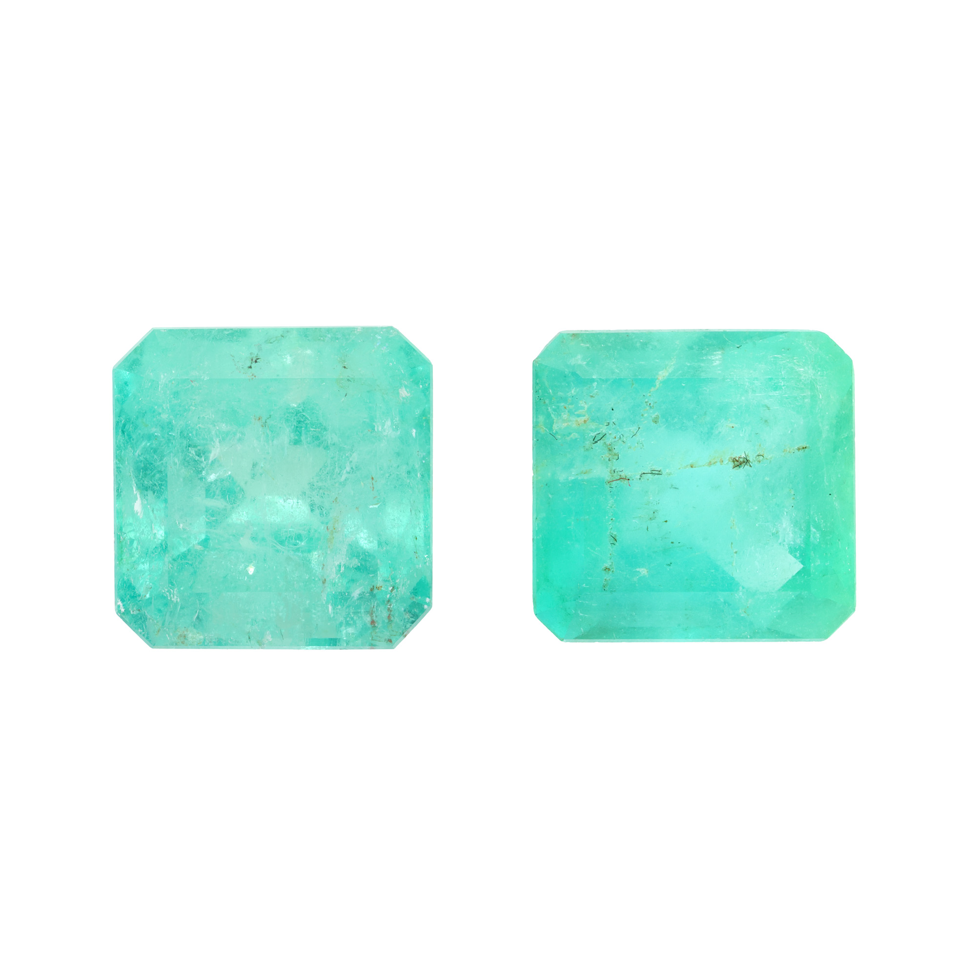 Lot consisting of two emerald cut emeralds, approx. 3.36 ct. and 2.66 ct.