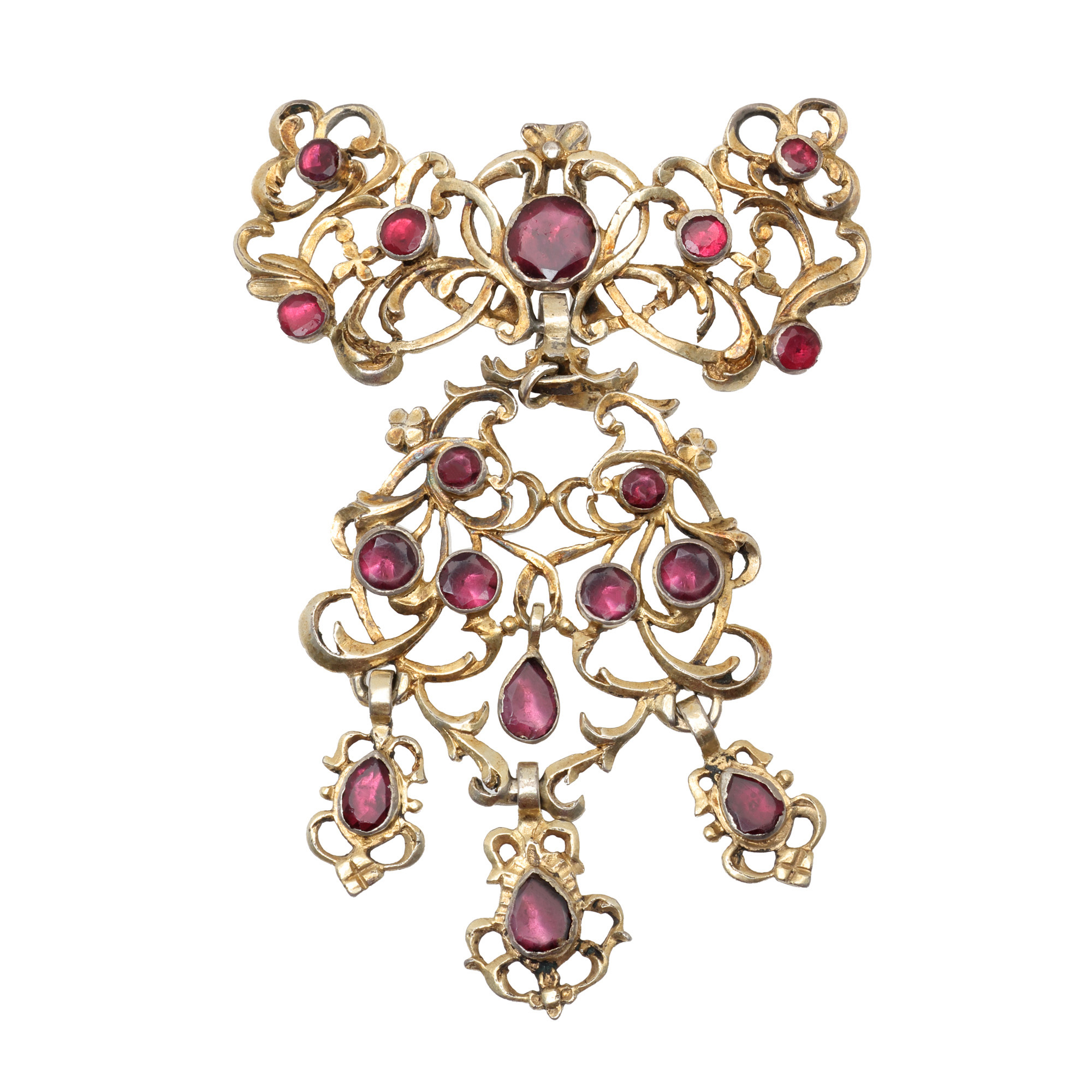 Transylvanian gilt silver pendant, decorated with garnets, cca. 1880