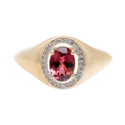 Gold ring, decorated with tourmaline and topaz