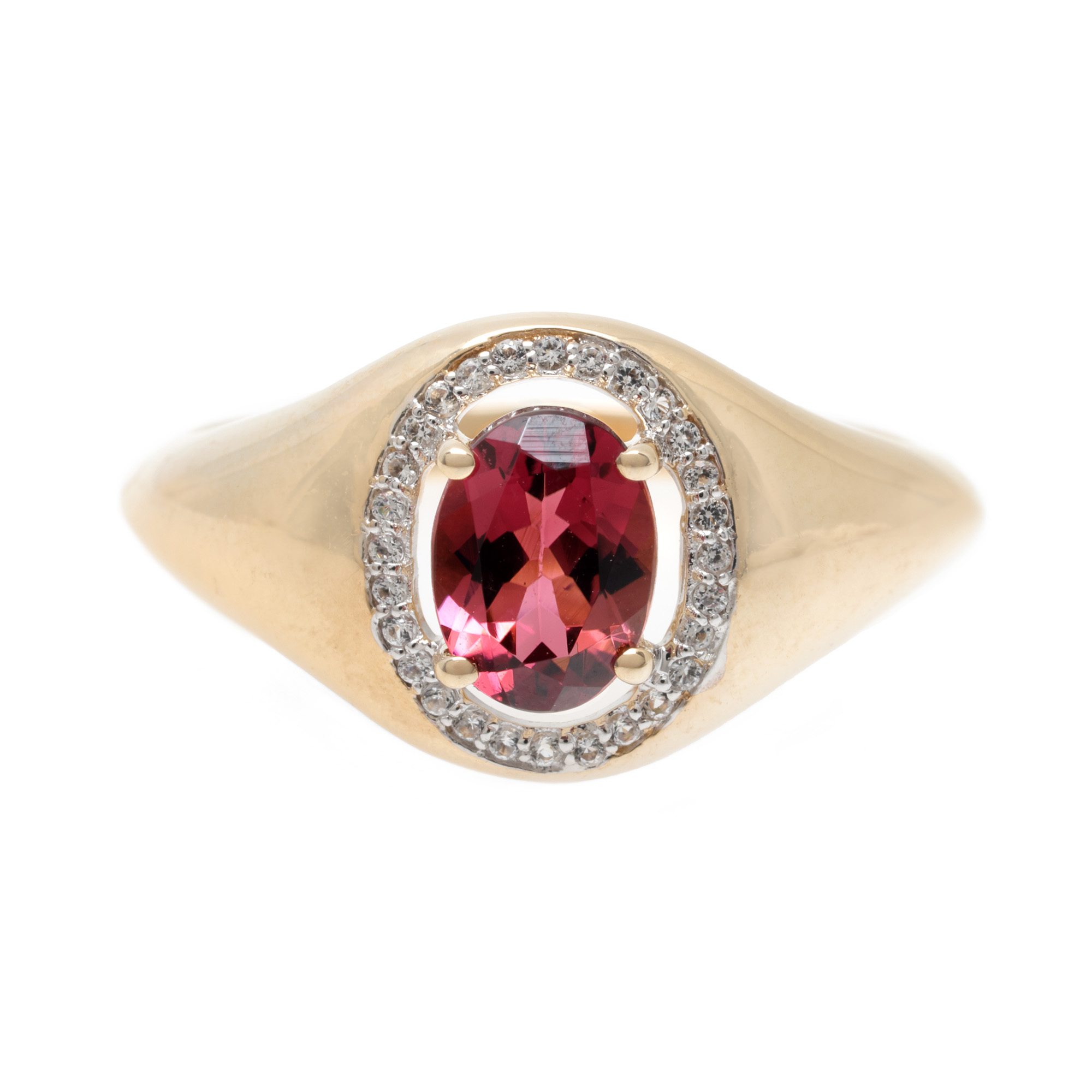 Gold ring, decorated with tourmaline and topaz