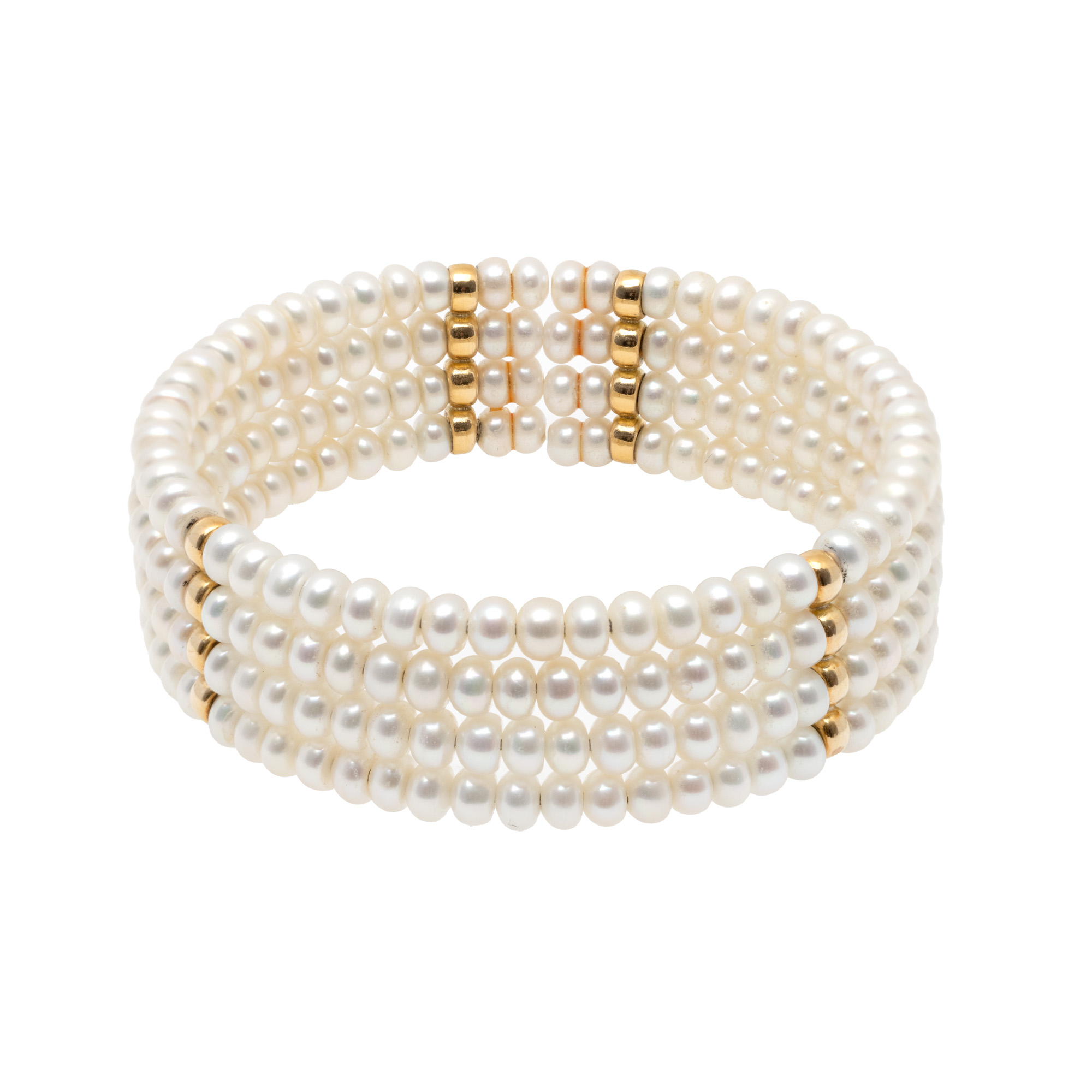 Fixed pearl bracelet, decorated with gold alternations