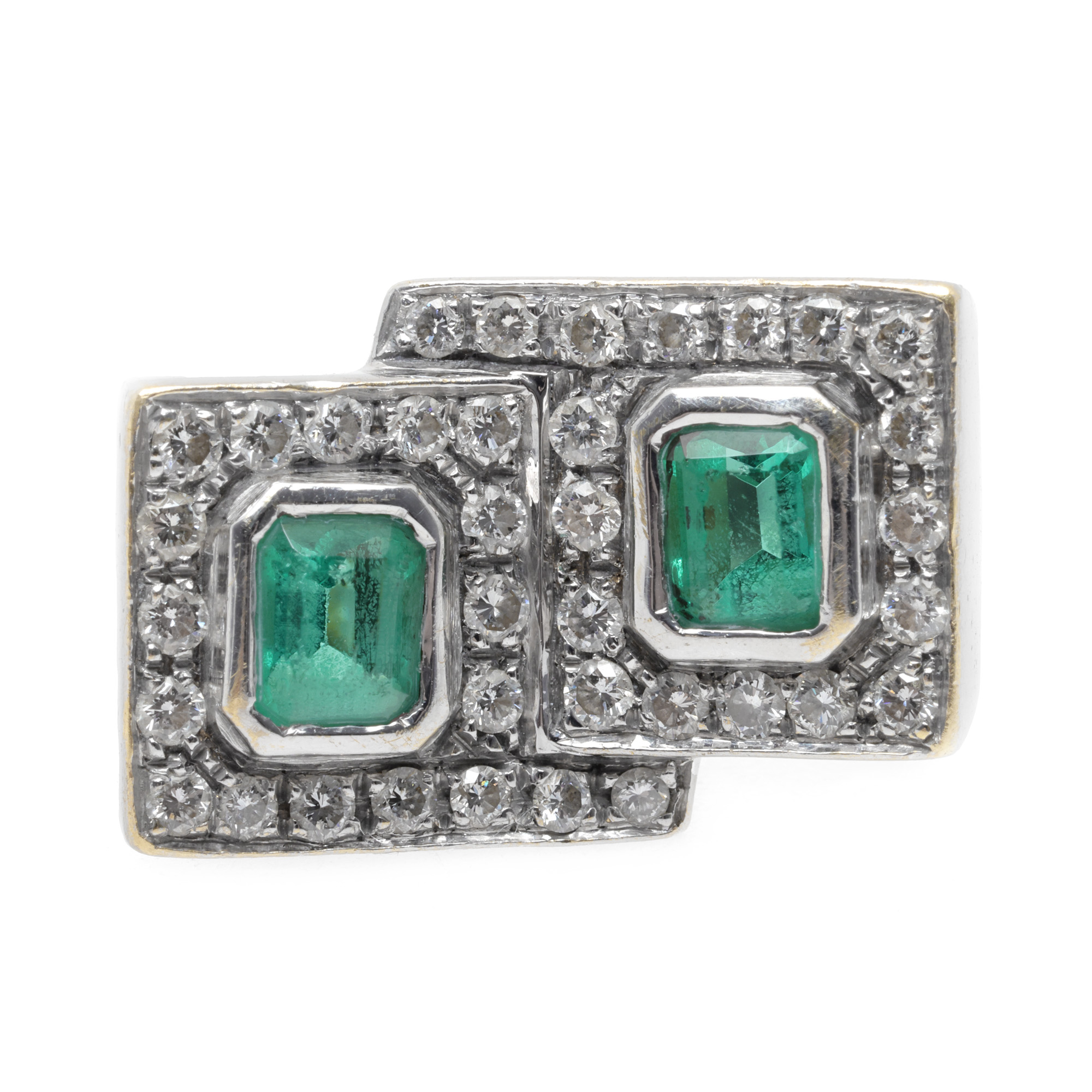 Inel din aur galben rodinat, decorat cu smaralde și diamante, atelier italian, cca. 1990