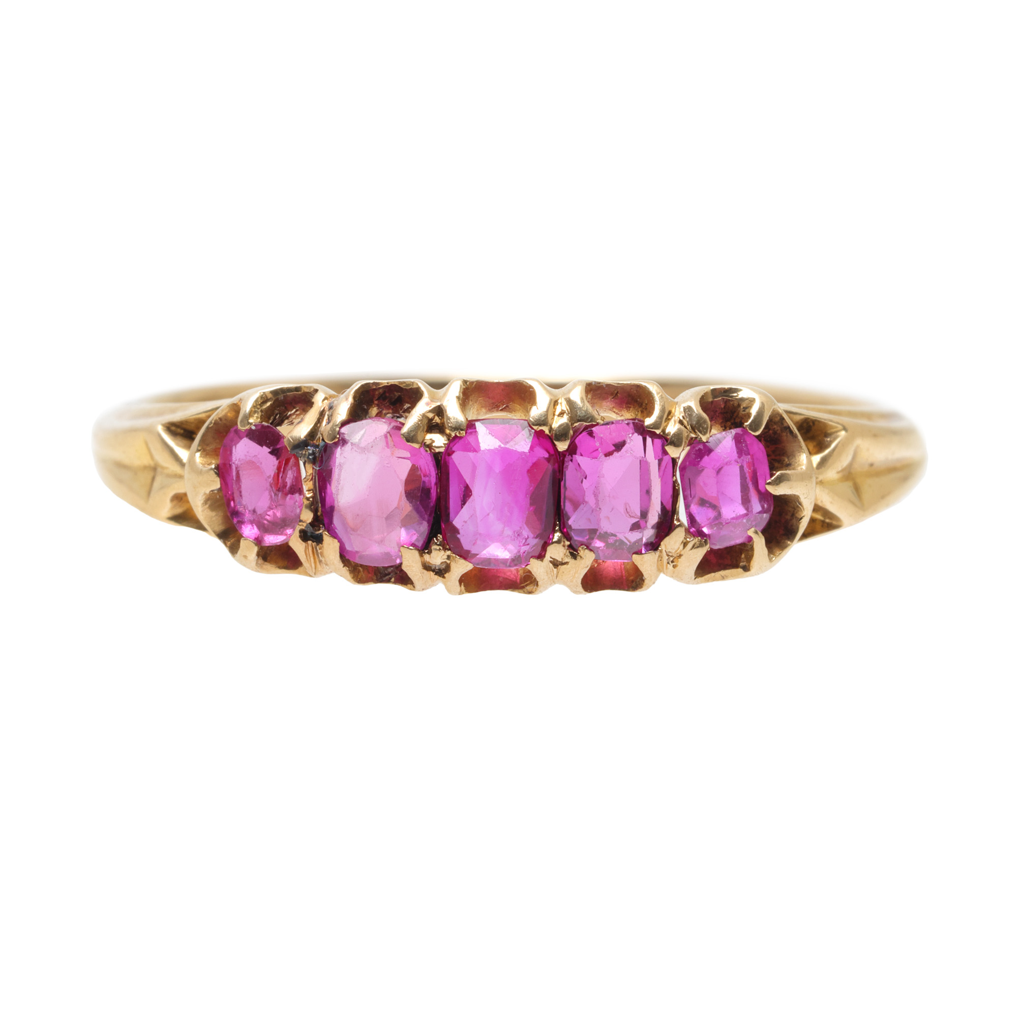 Yellow gold ring, decorated with rubies